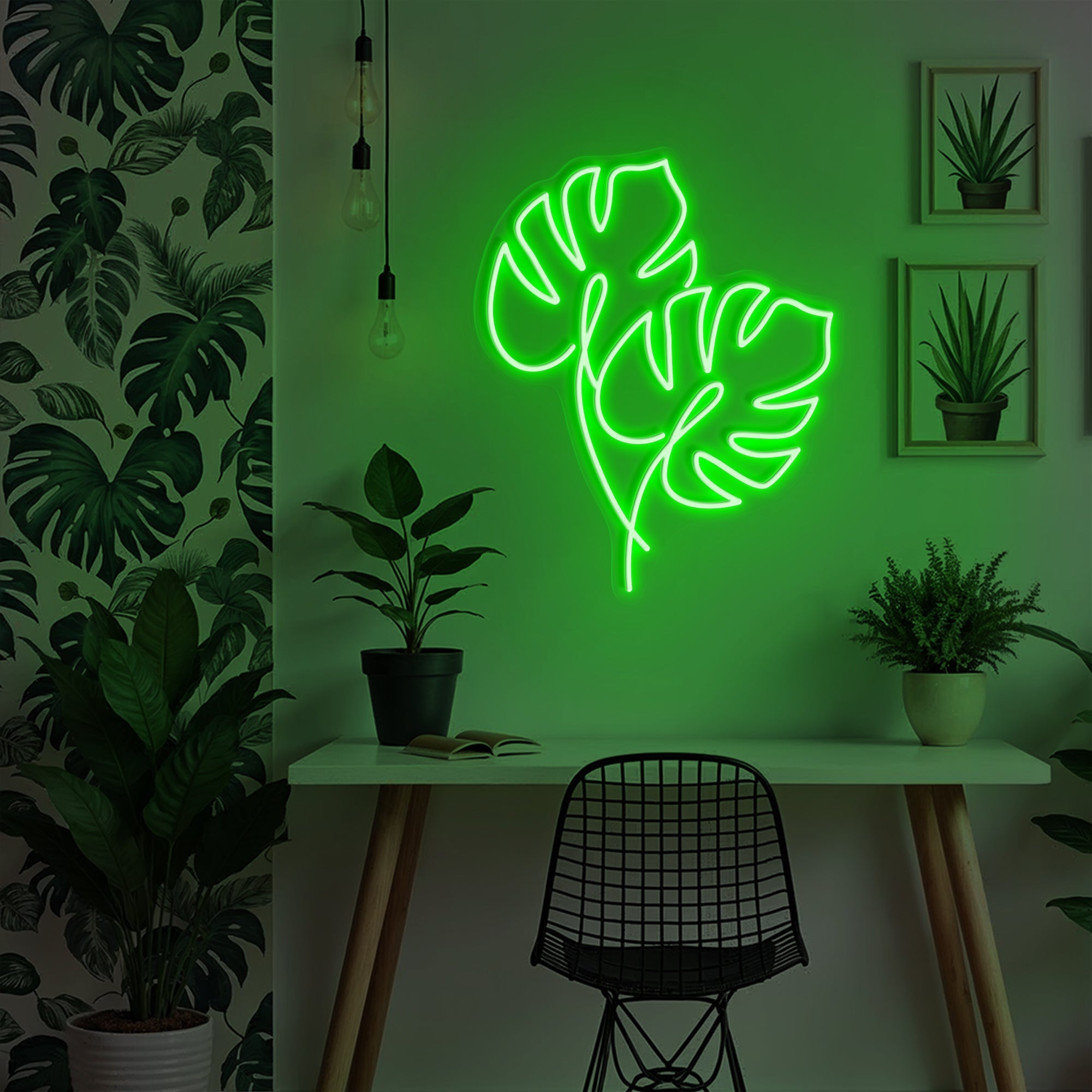 Double Monstera Leaf Neon Sign