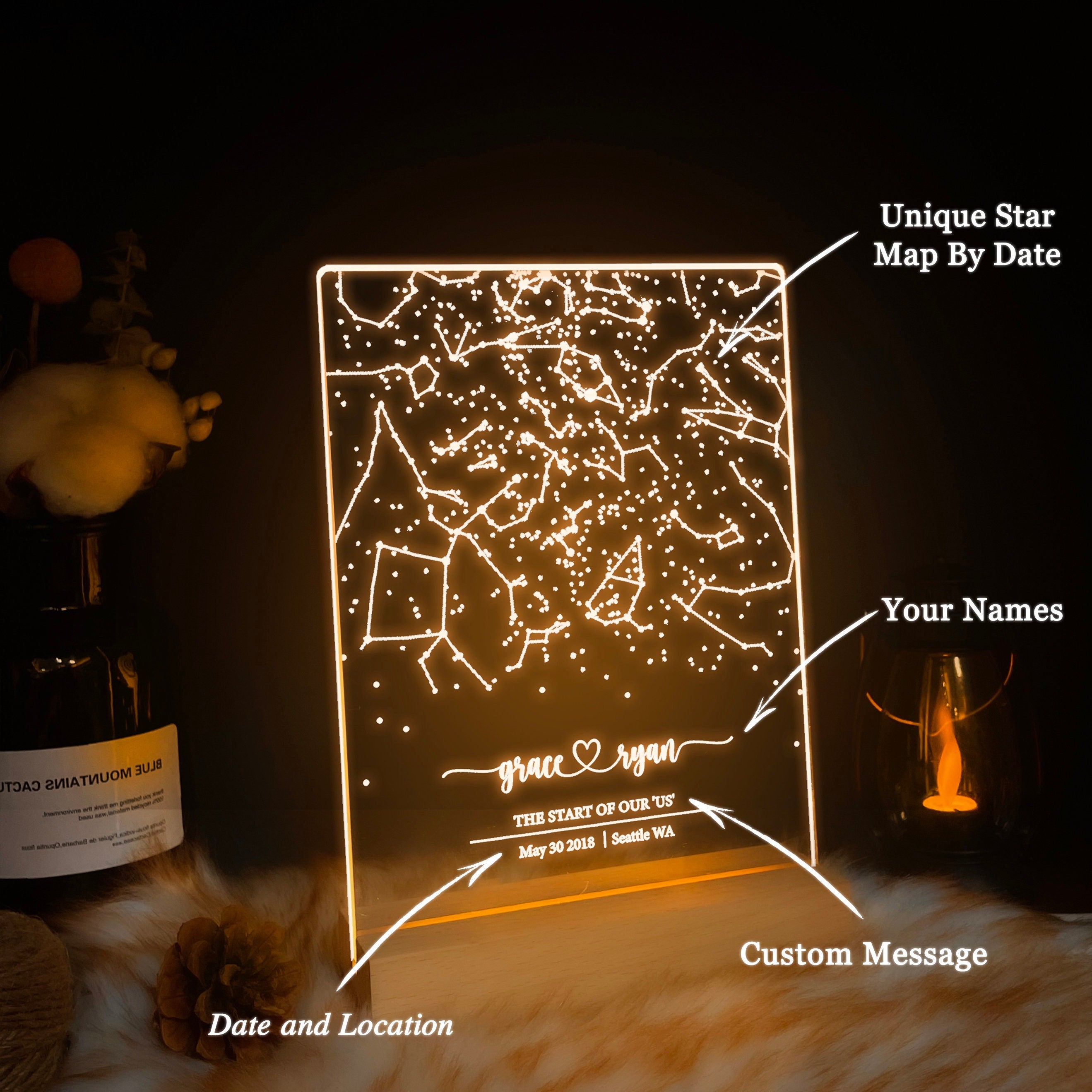 Custom Star Map By Date Table Lamp