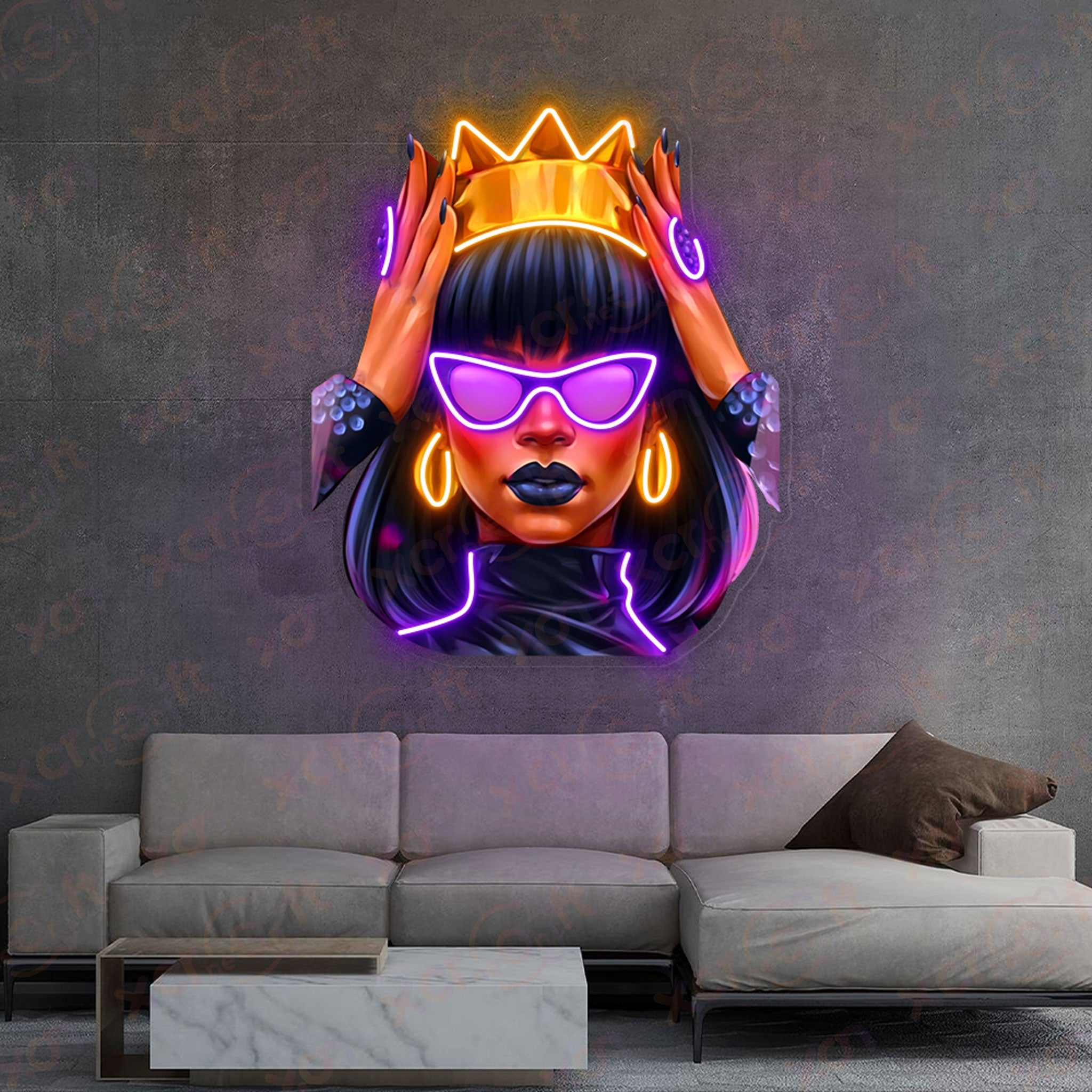 Girl wears crown Decoration UV Printed Neon Signs