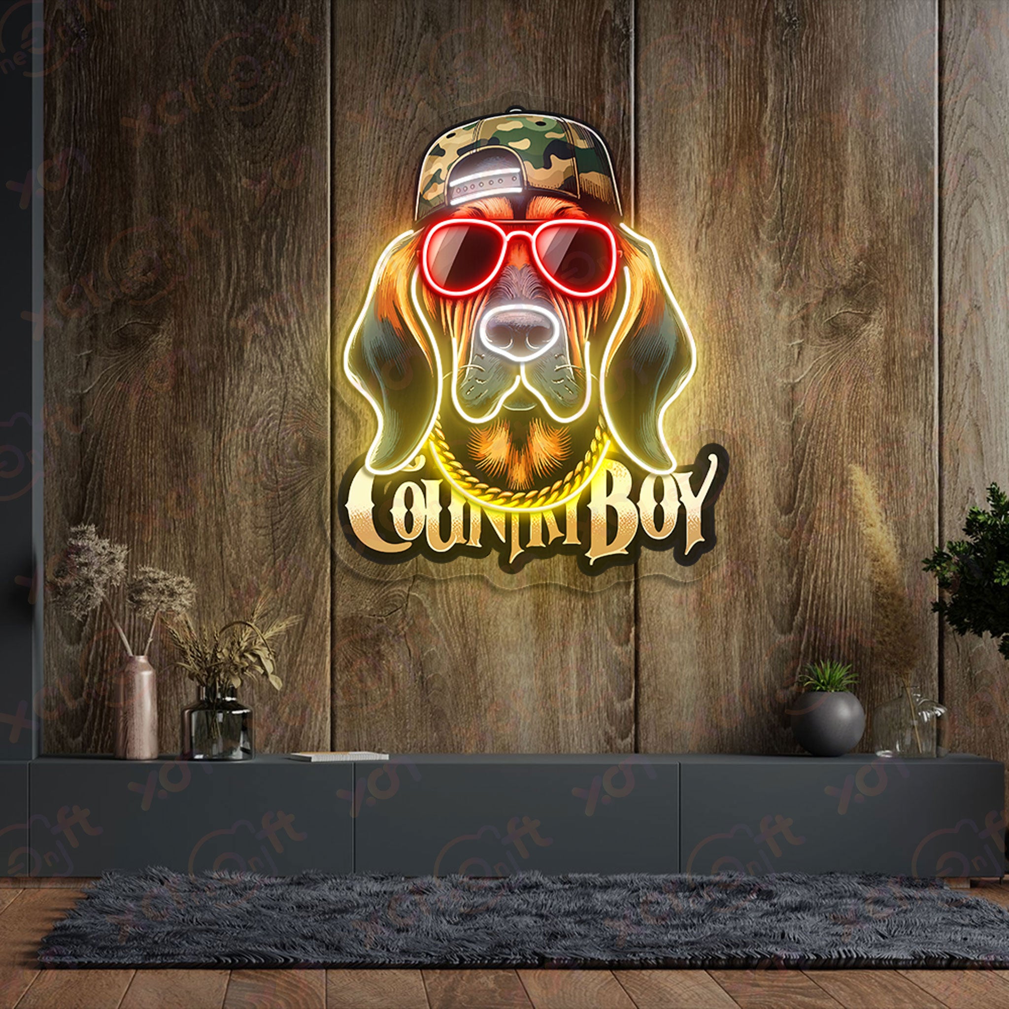 Dog Hunting Neon Wall Art Decor