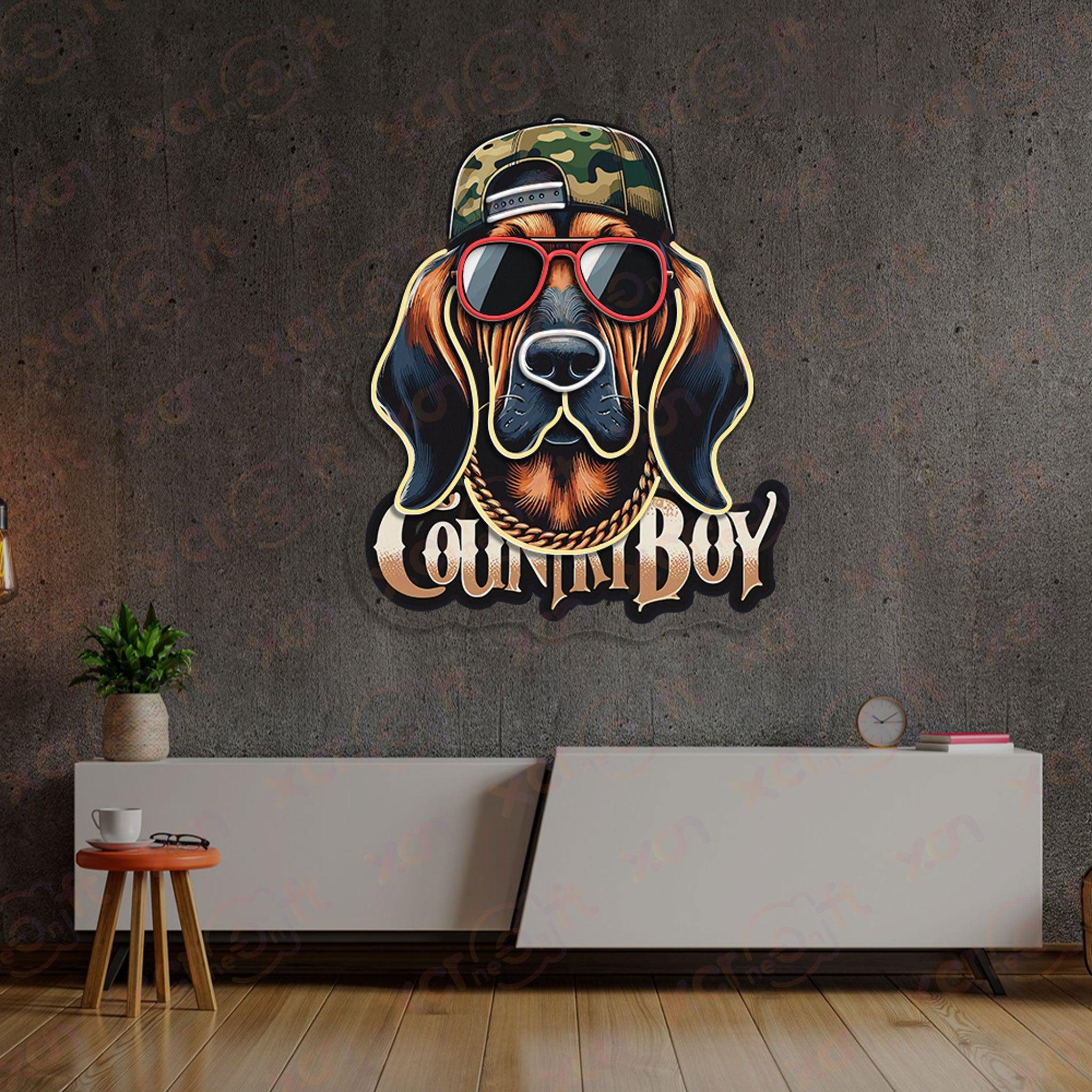 Colorful neon sign for dog lovers.