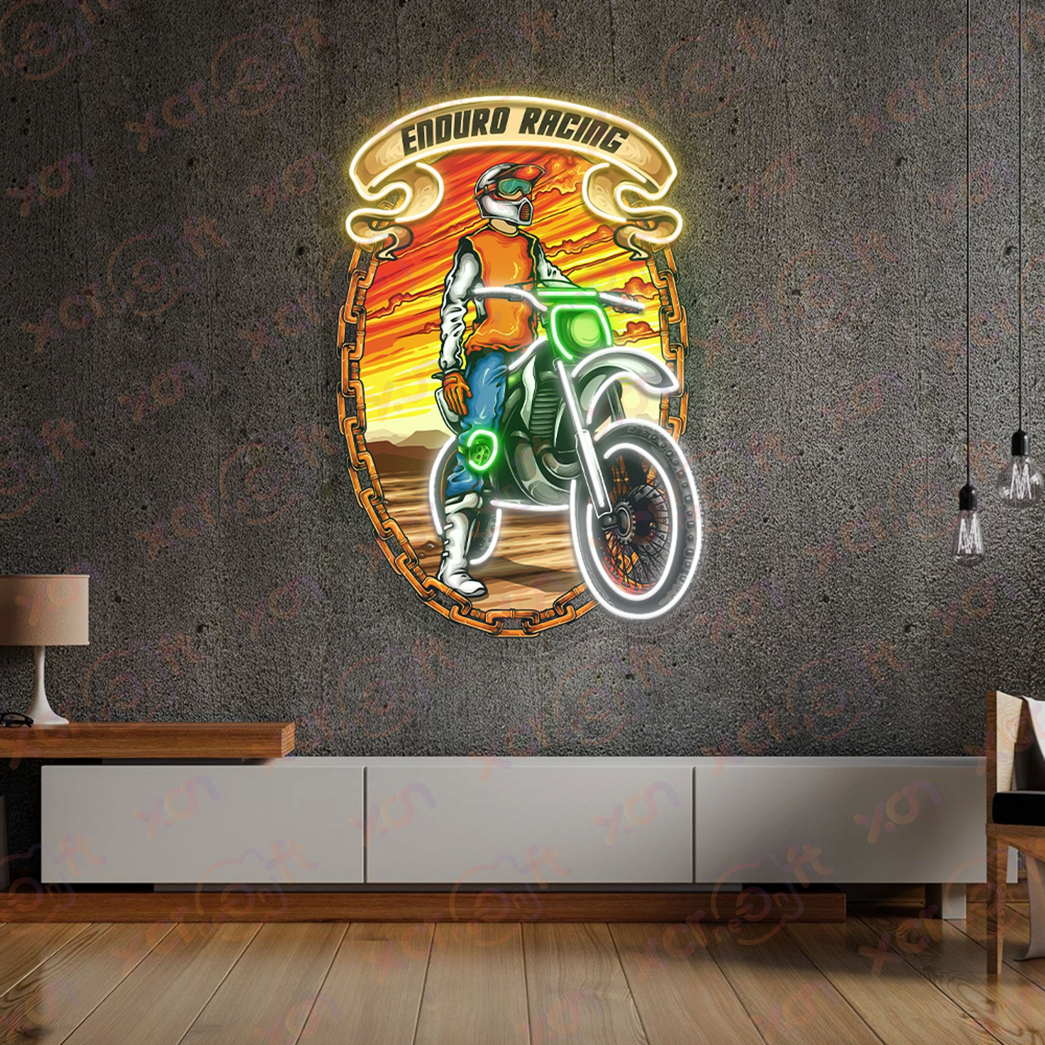 Sunset Motorcross Enduro UV Printed Neon Sign