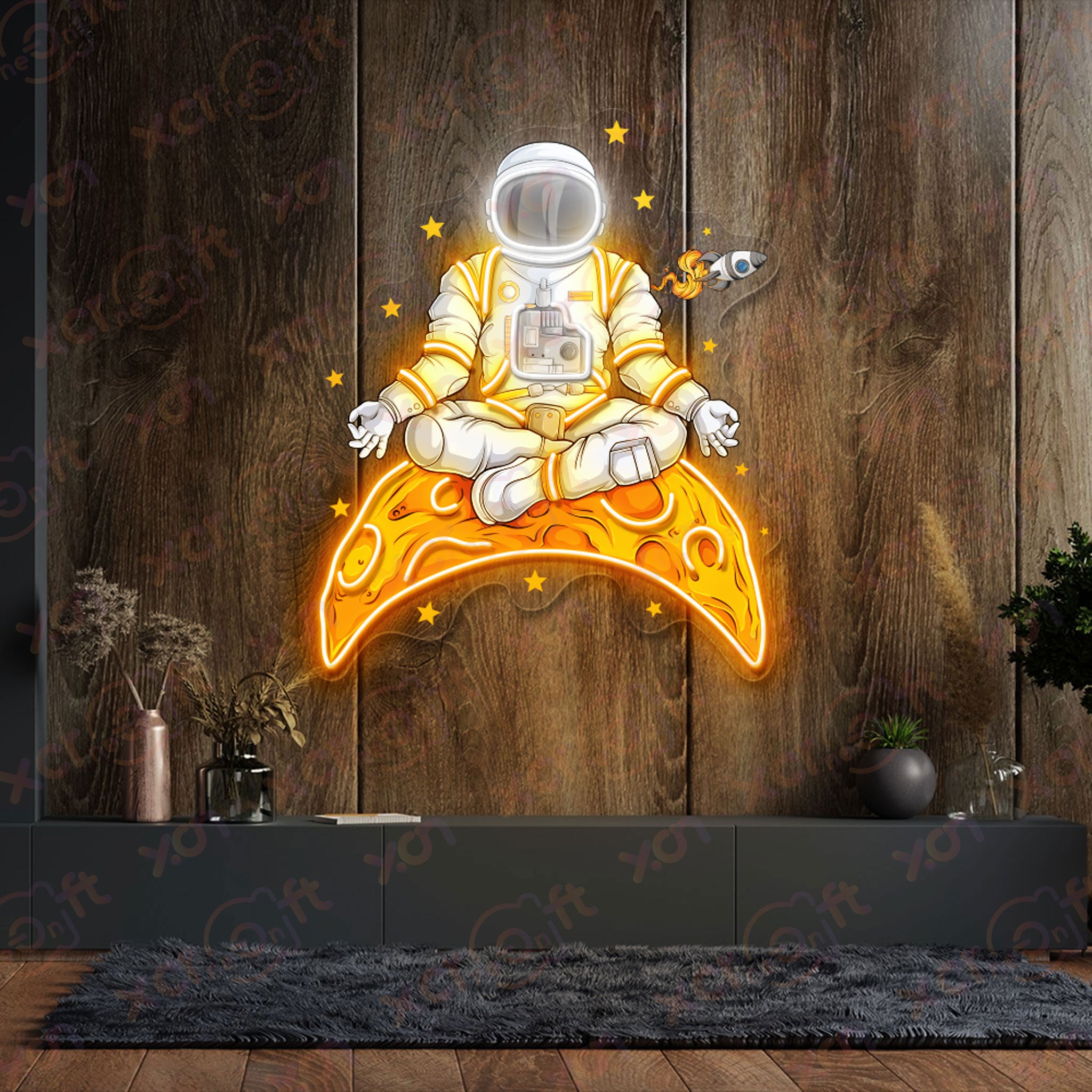 Astronaut Yoga UV Printed Neon Sign For Kids