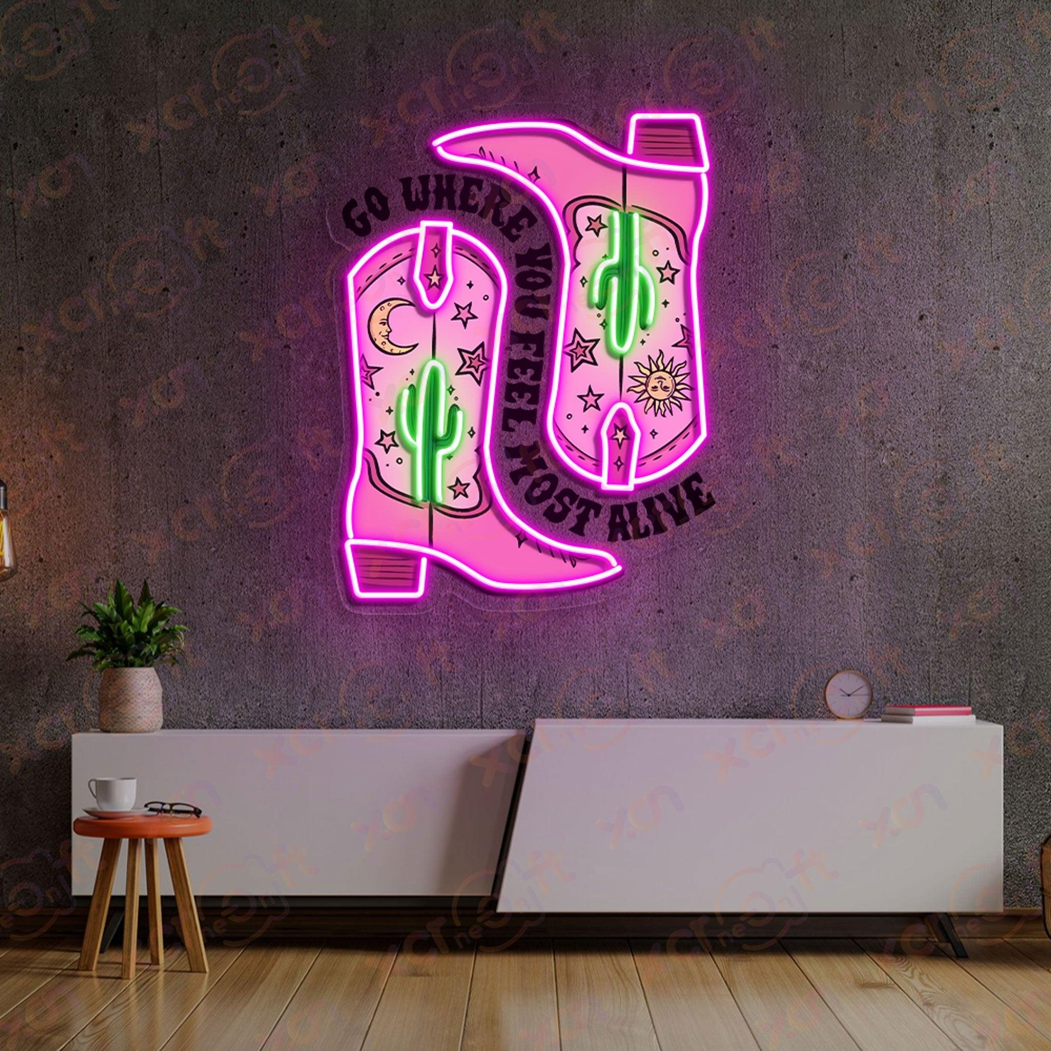 Custom neon sign cowboy boots