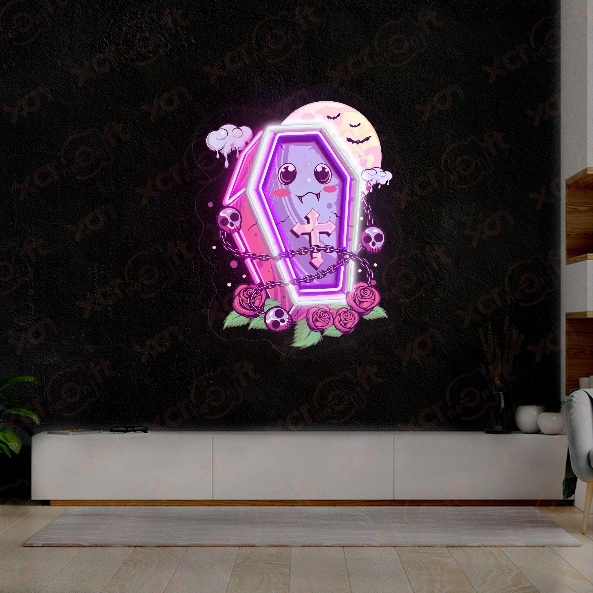 Cute coffin neon sign Halloween decor