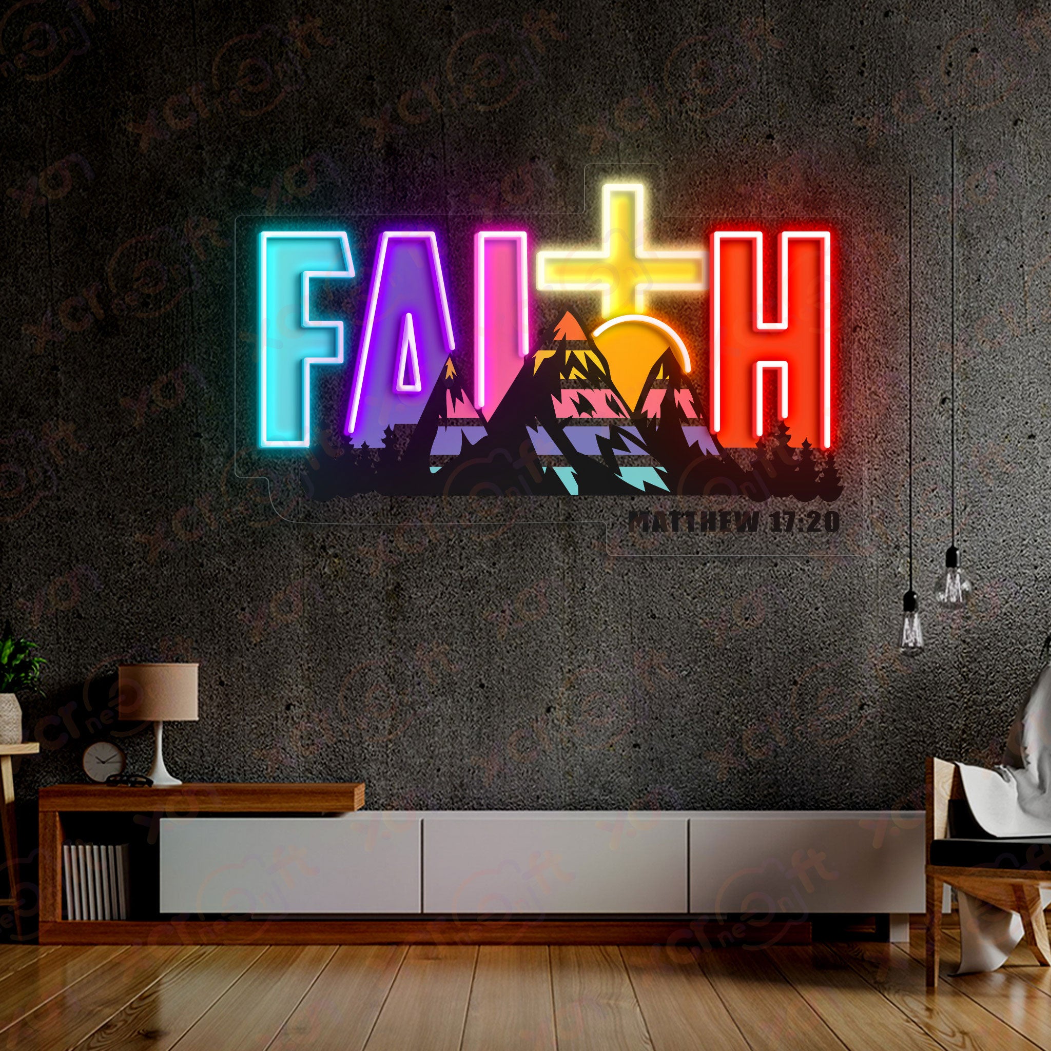 Faith mountain Decoration UV Printed Neon Signs