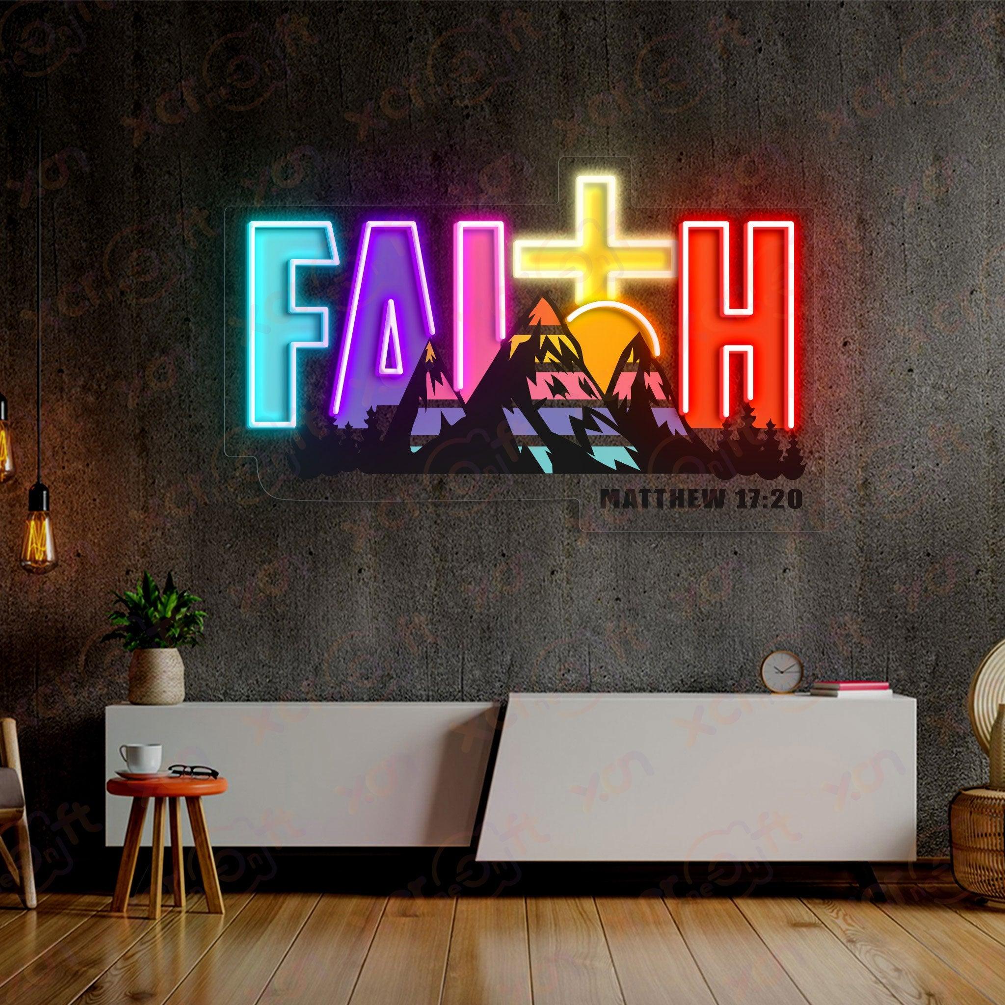 Christian neon sign Faith Matthew 17:20