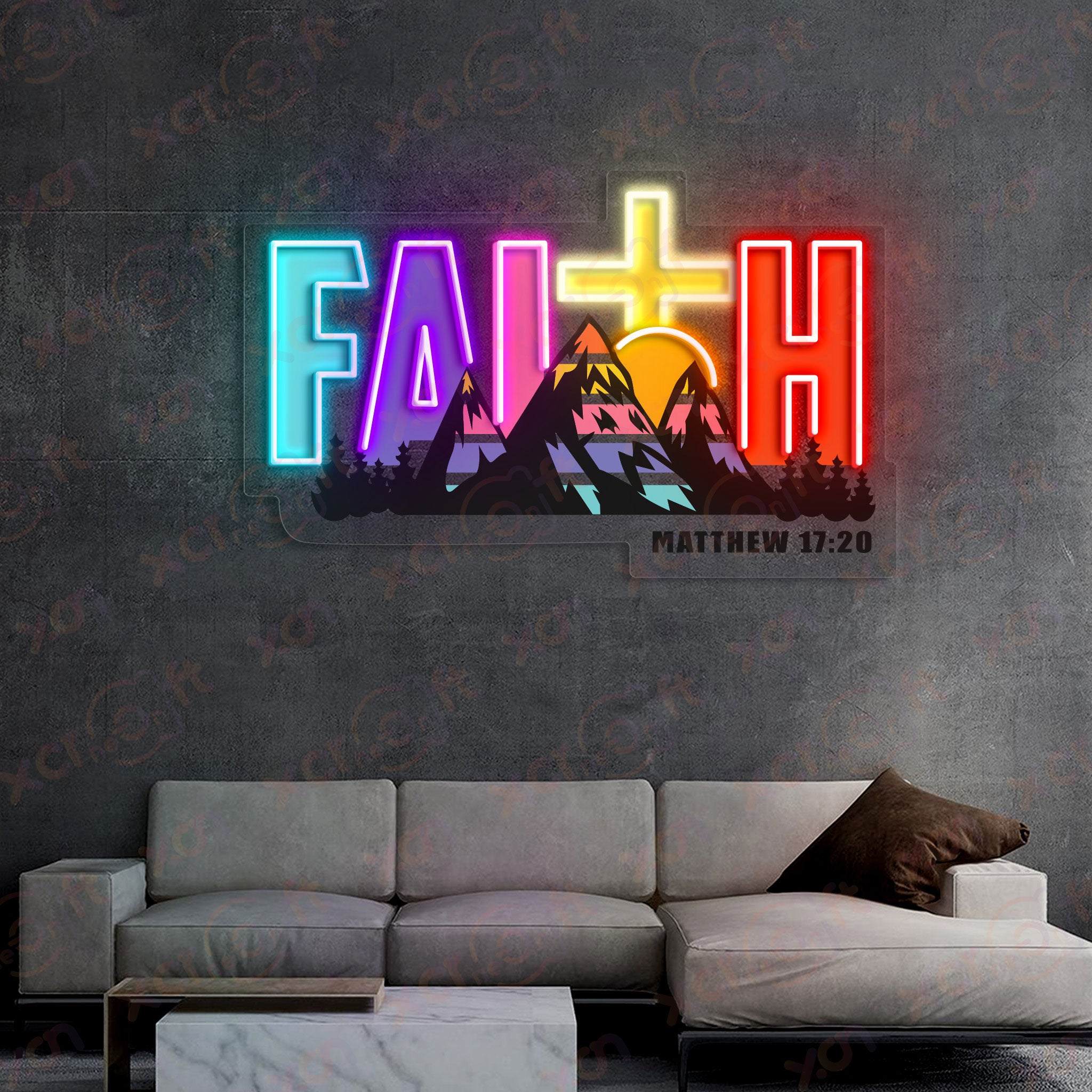 Faith mountain Decoration UV Printed Neon Signs