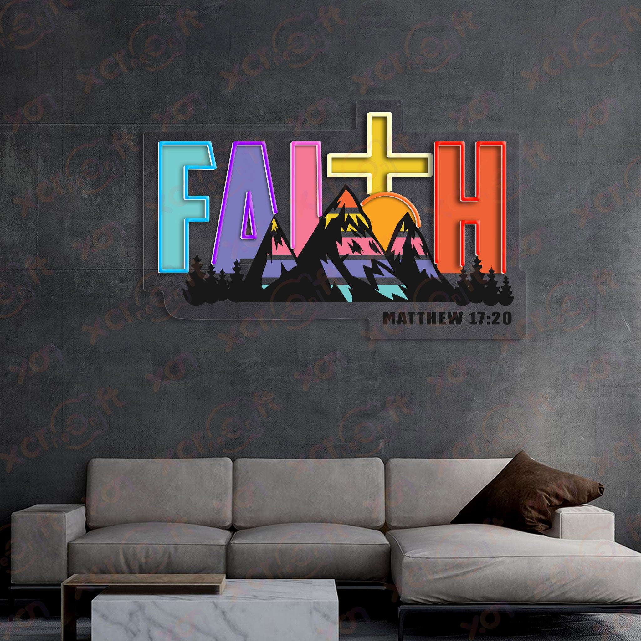 Faith mountain Decoration UV Printed Neon Signs