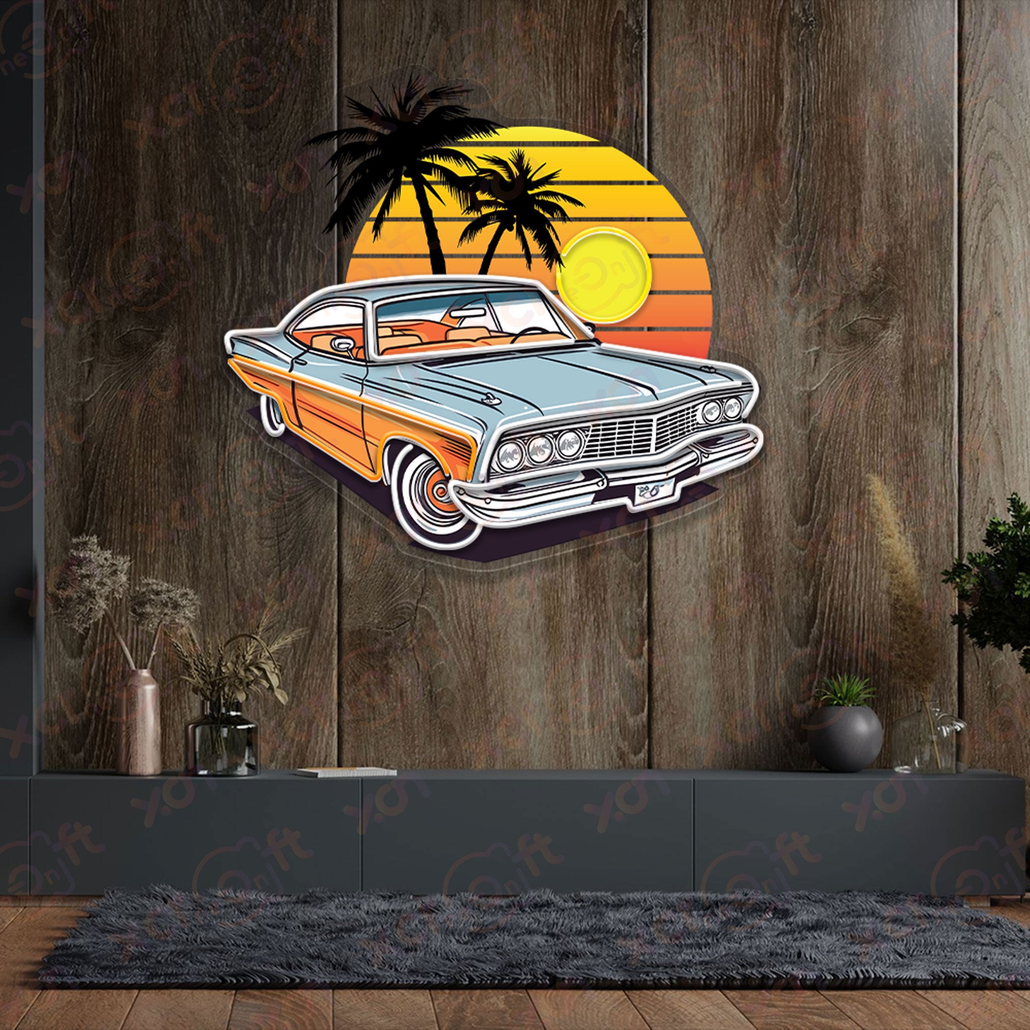 Classic Vintage Car High-quality UV Printed Neon Signs