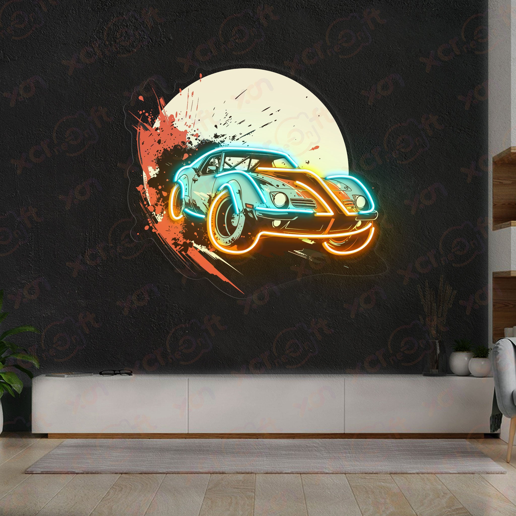 Vintage Sports Car Printed LED Neon Sign