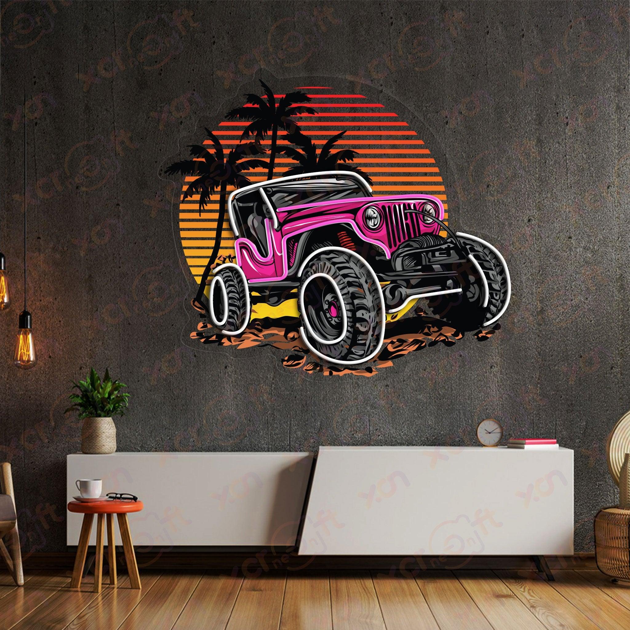 Durable neon light Jeep tropical decor