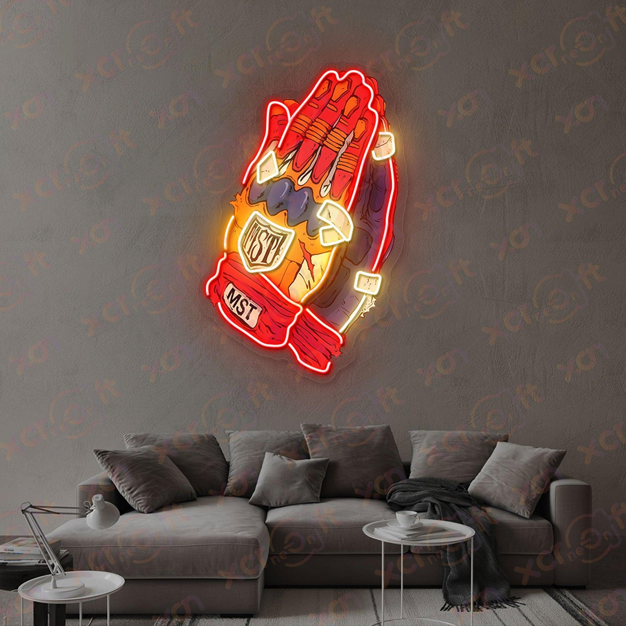 Neon Sign boxing gloves fight night sports bar