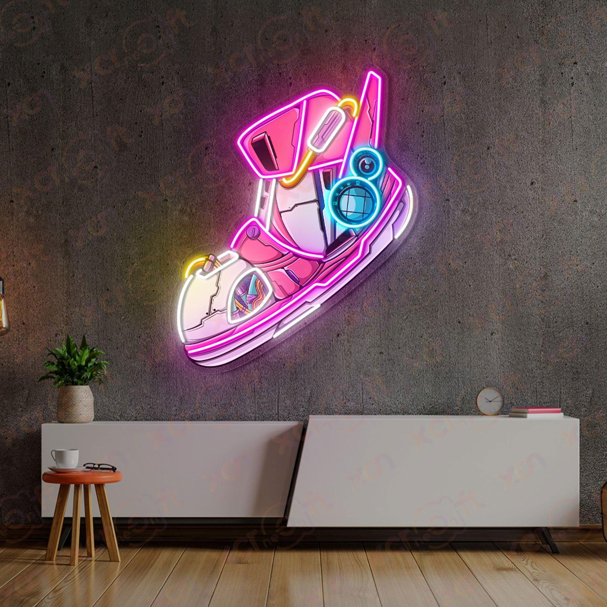 UV Printed Neon Sign cyberpunk boot gamer room decor