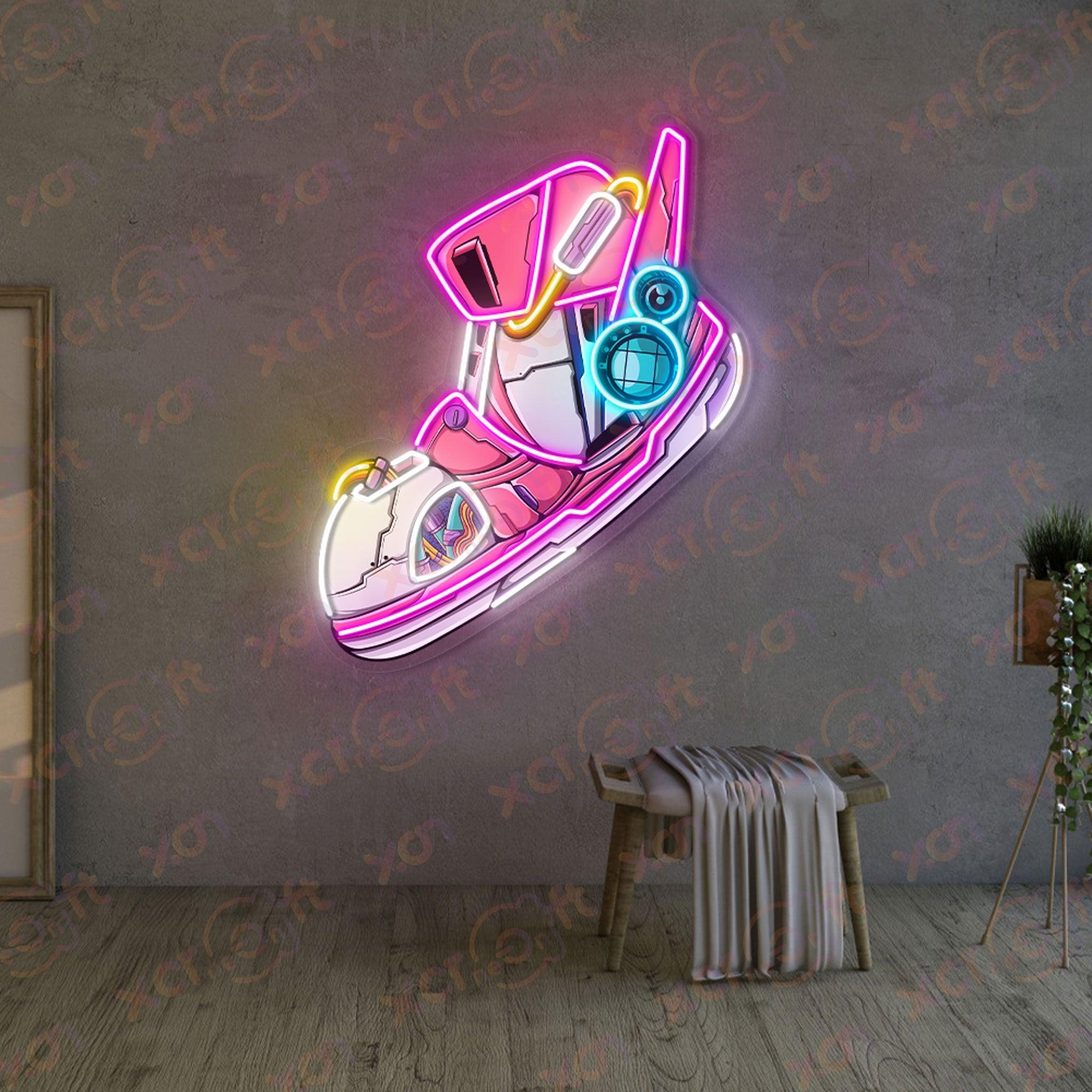 Custom LED Neon Sign futuristic pink boot wall art