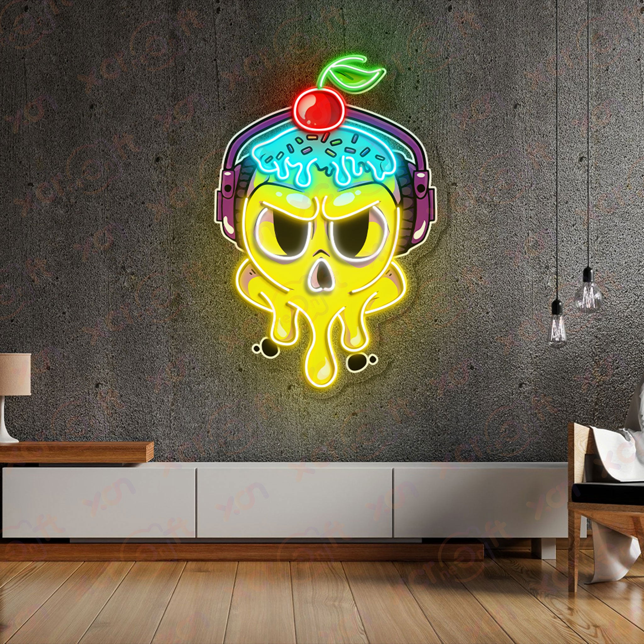 Skull Headphone Printed LED Neon Sign Wall Decor