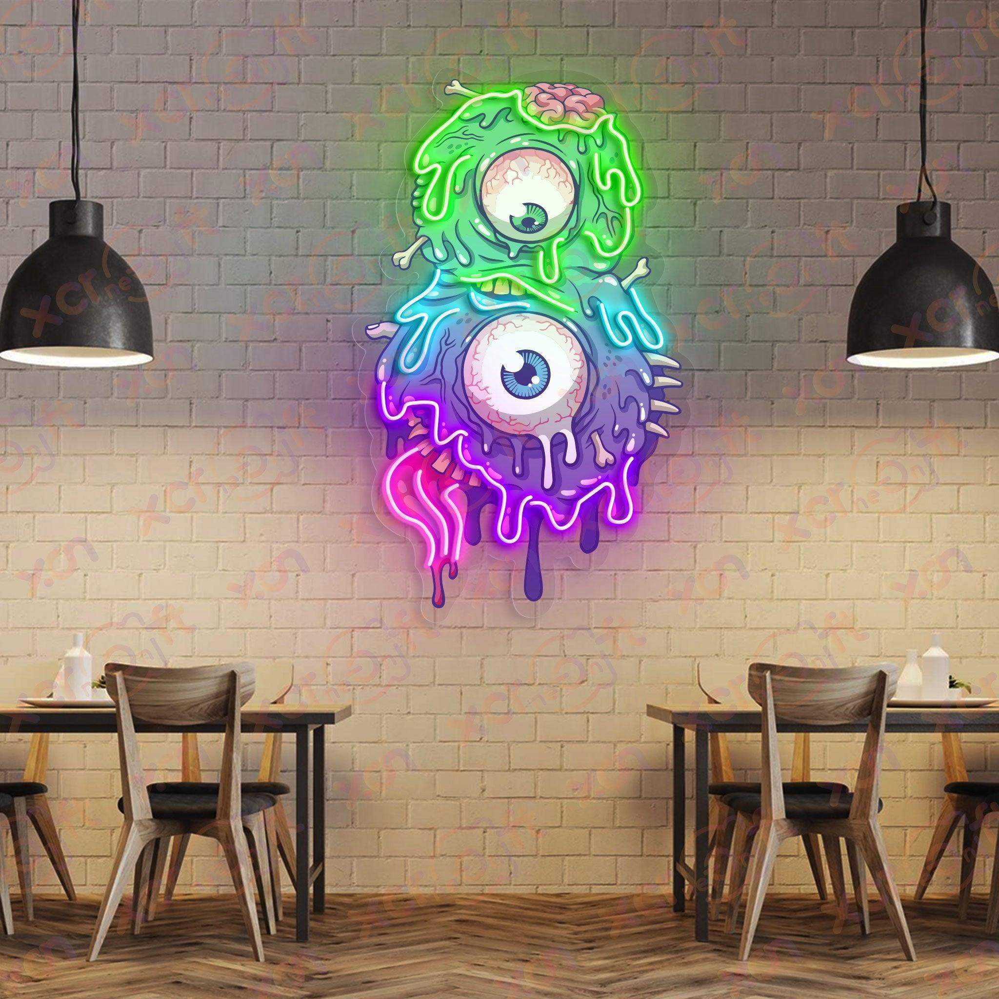 High-quality neon sign dripping monster colorful neon light