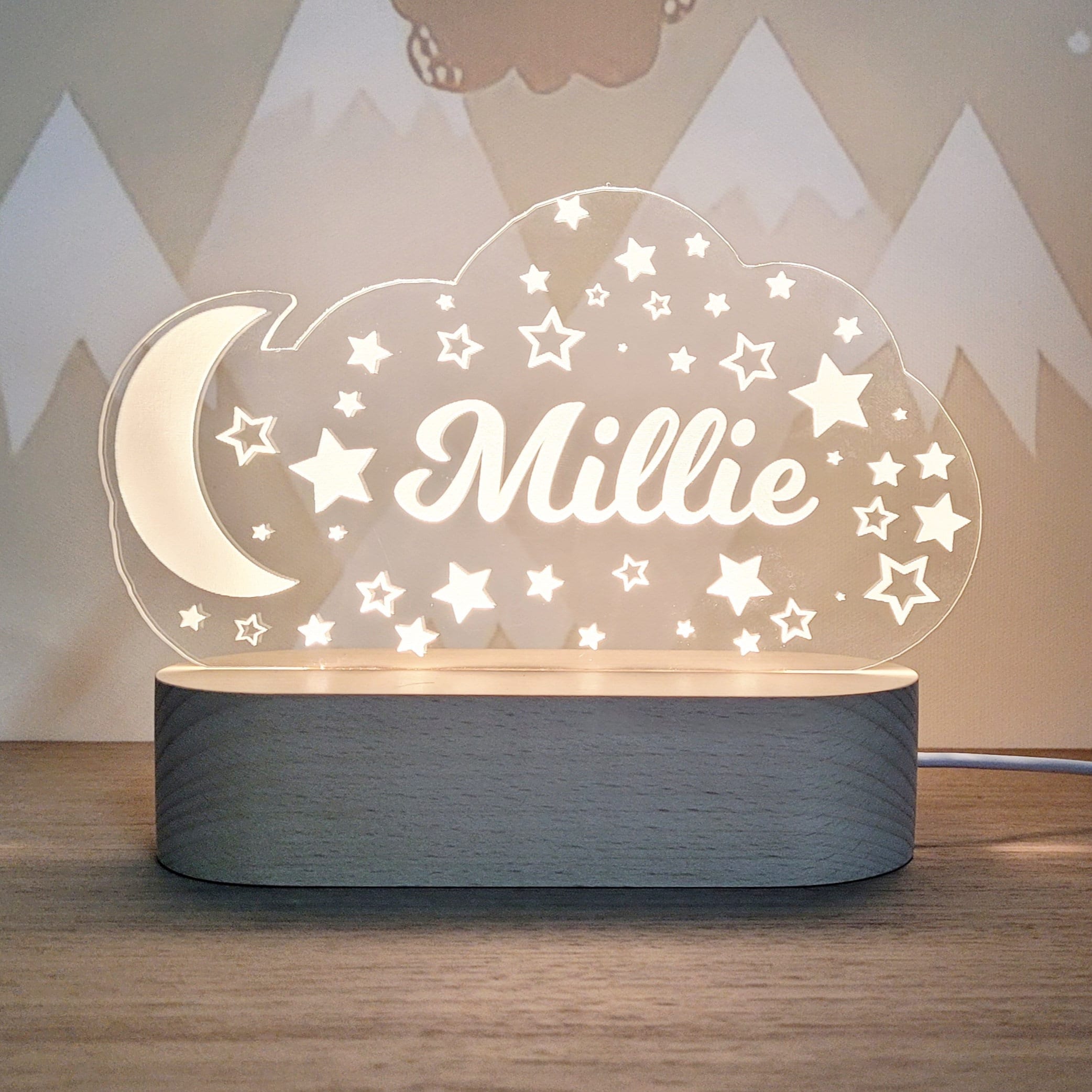 Custom Night Light, Moon & Stars Butterfly or Rainbow