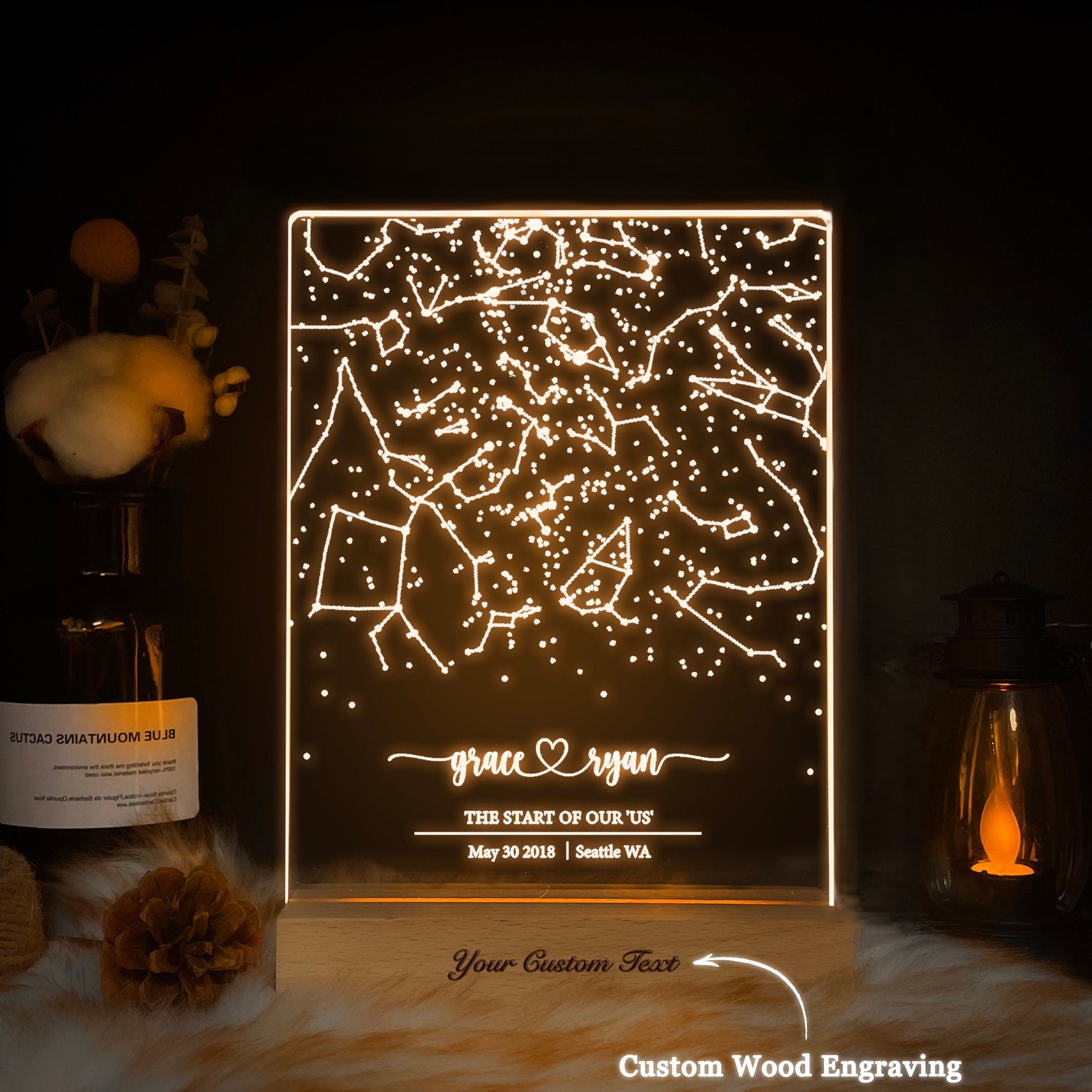 Custom Star Map By Date Table Lamp