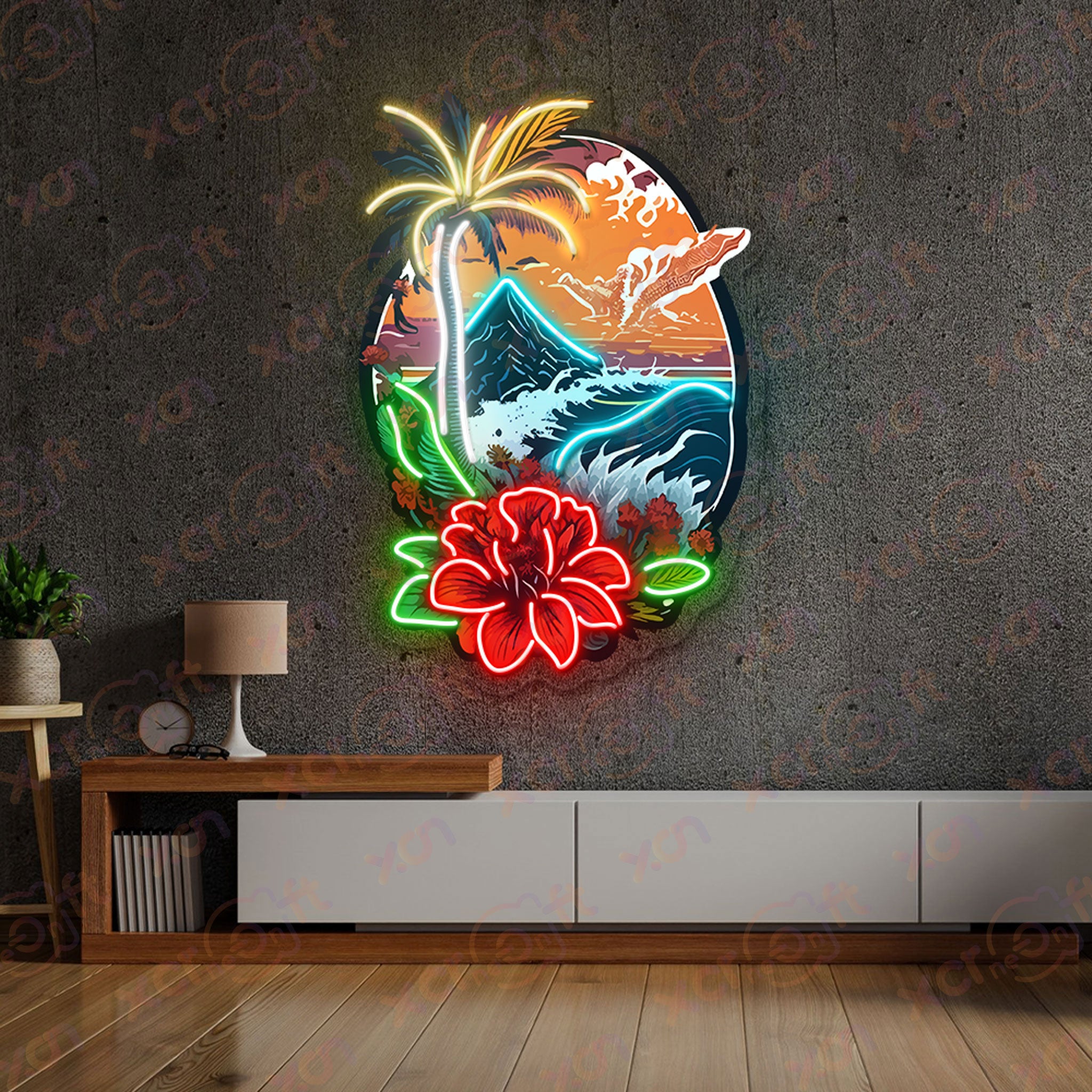 Beach Mountain View UV Custom Neon Sign Decor