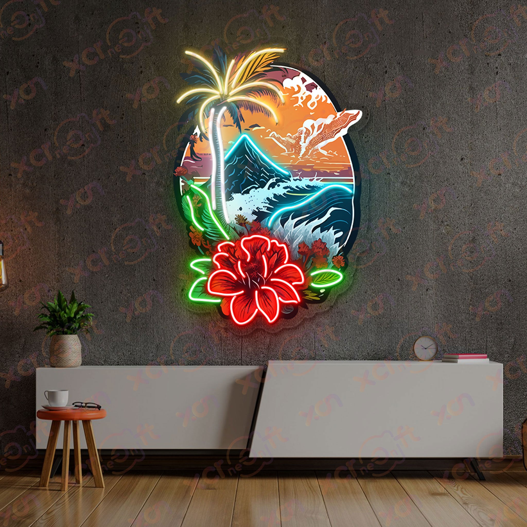 Beach Mountain View UV Custom Neon Sign Decor