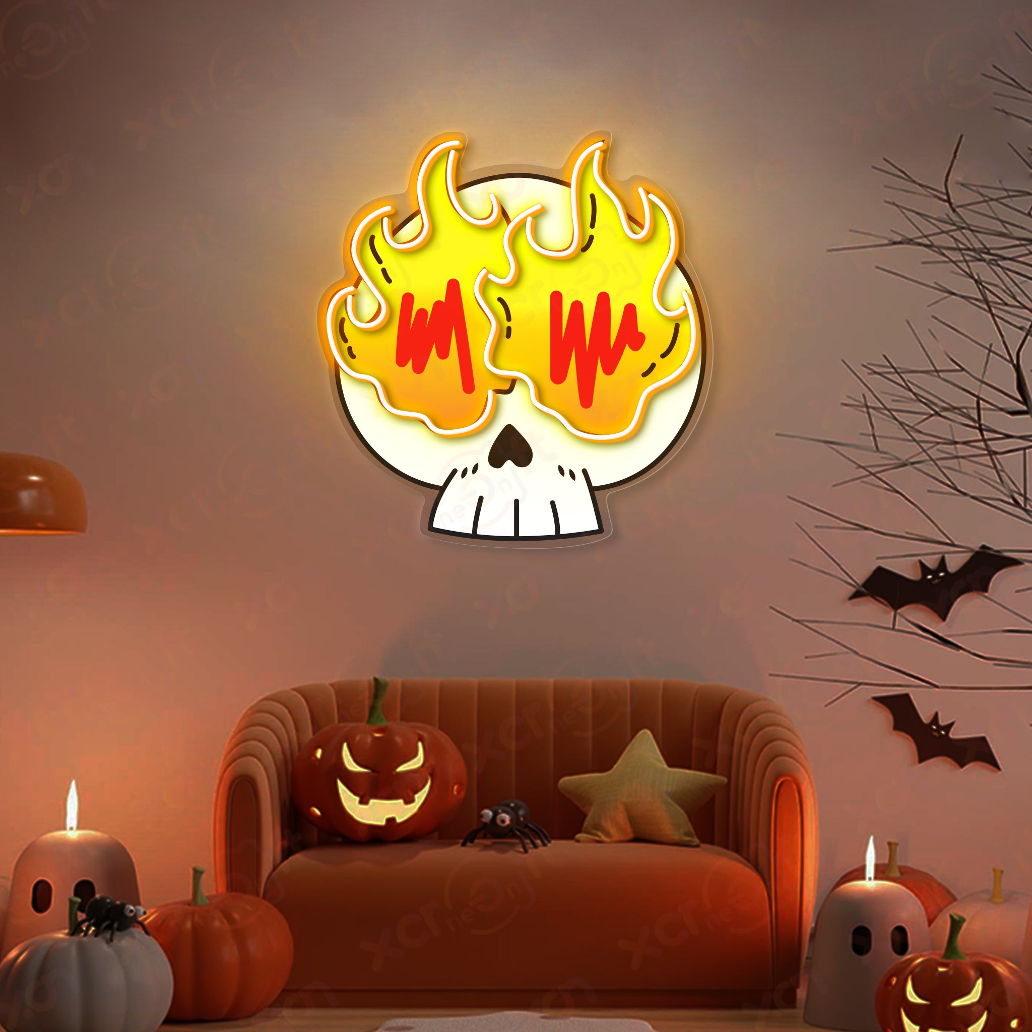 Skull Flame LED Neon Light