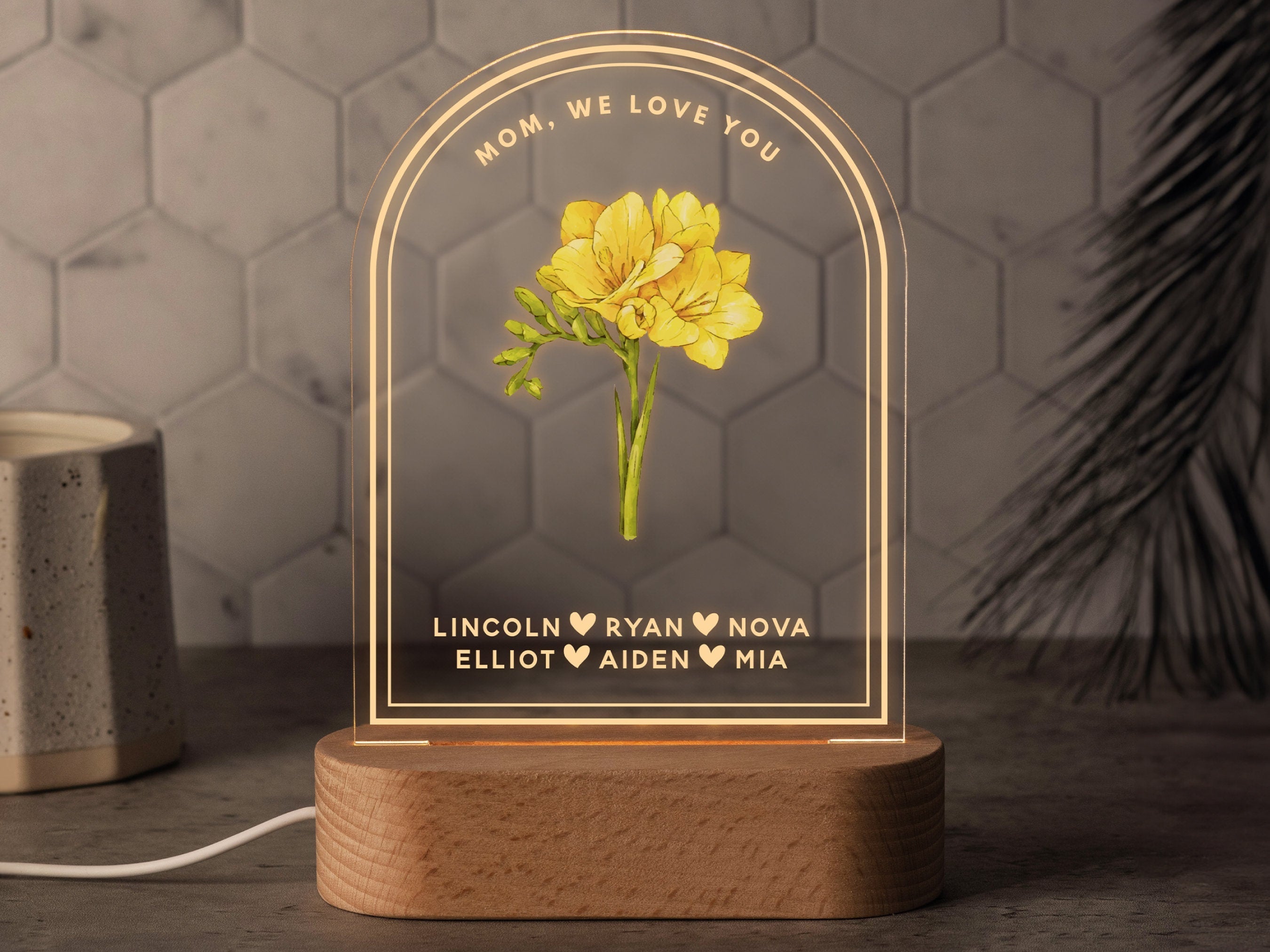 Personalized Birth Month Flower Acrylic Night Light