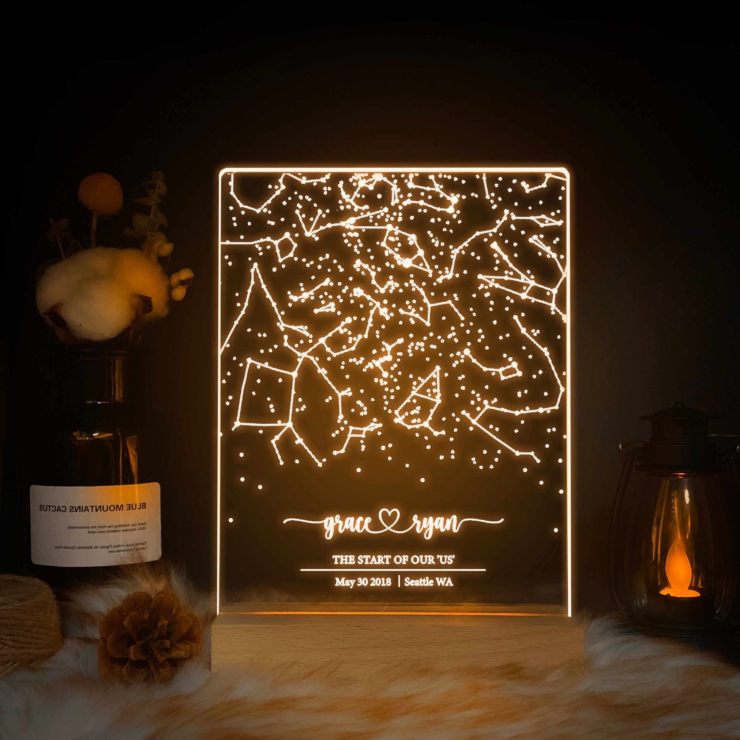 Custom Star Map By Date Table Lamp