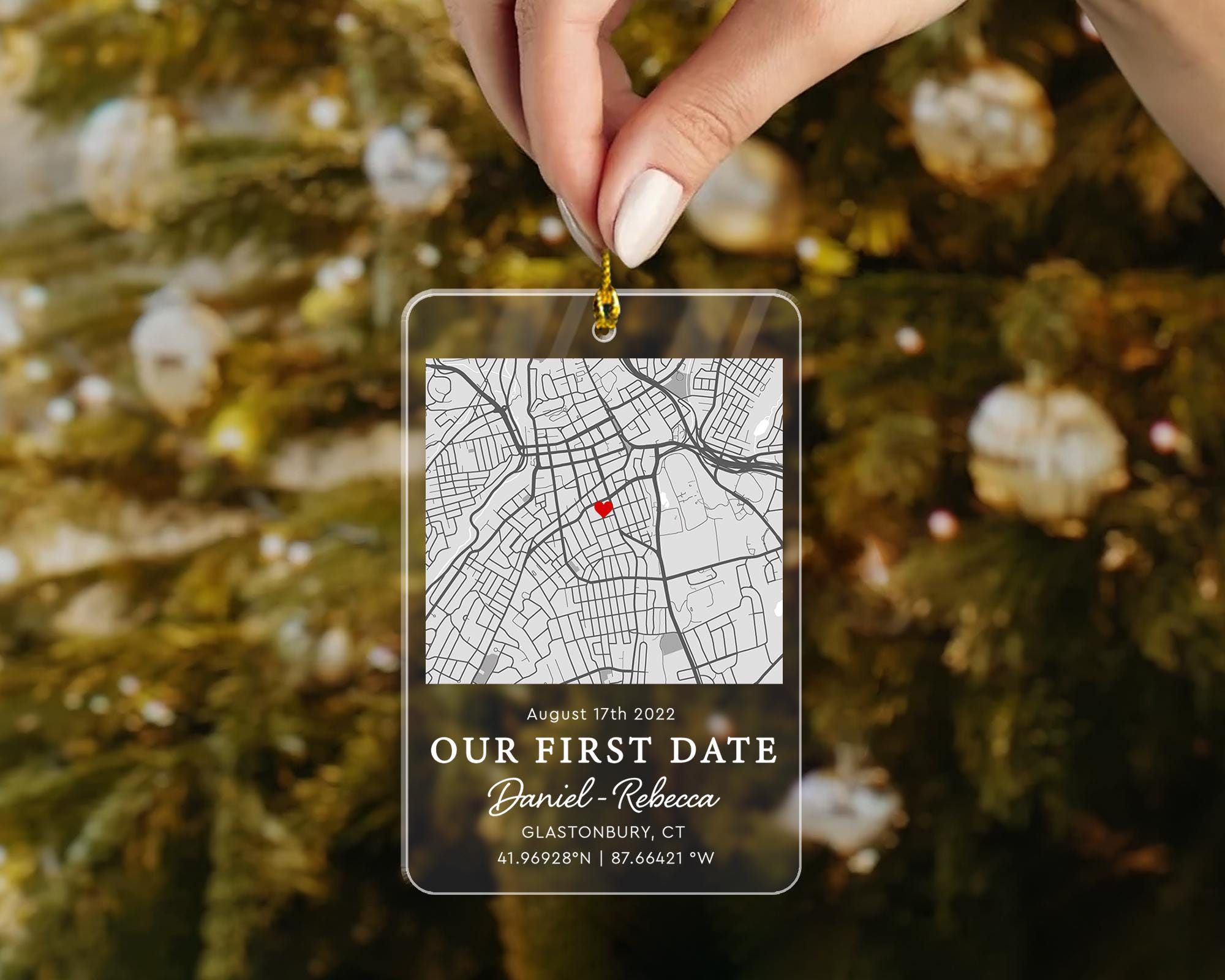 Personalized Map Our First Date Keychain