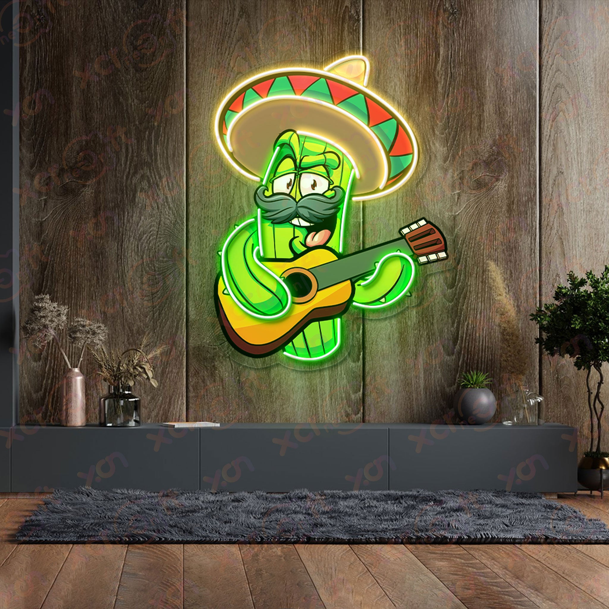 Singing Cactus Neon Signs Decoration Mexican Style