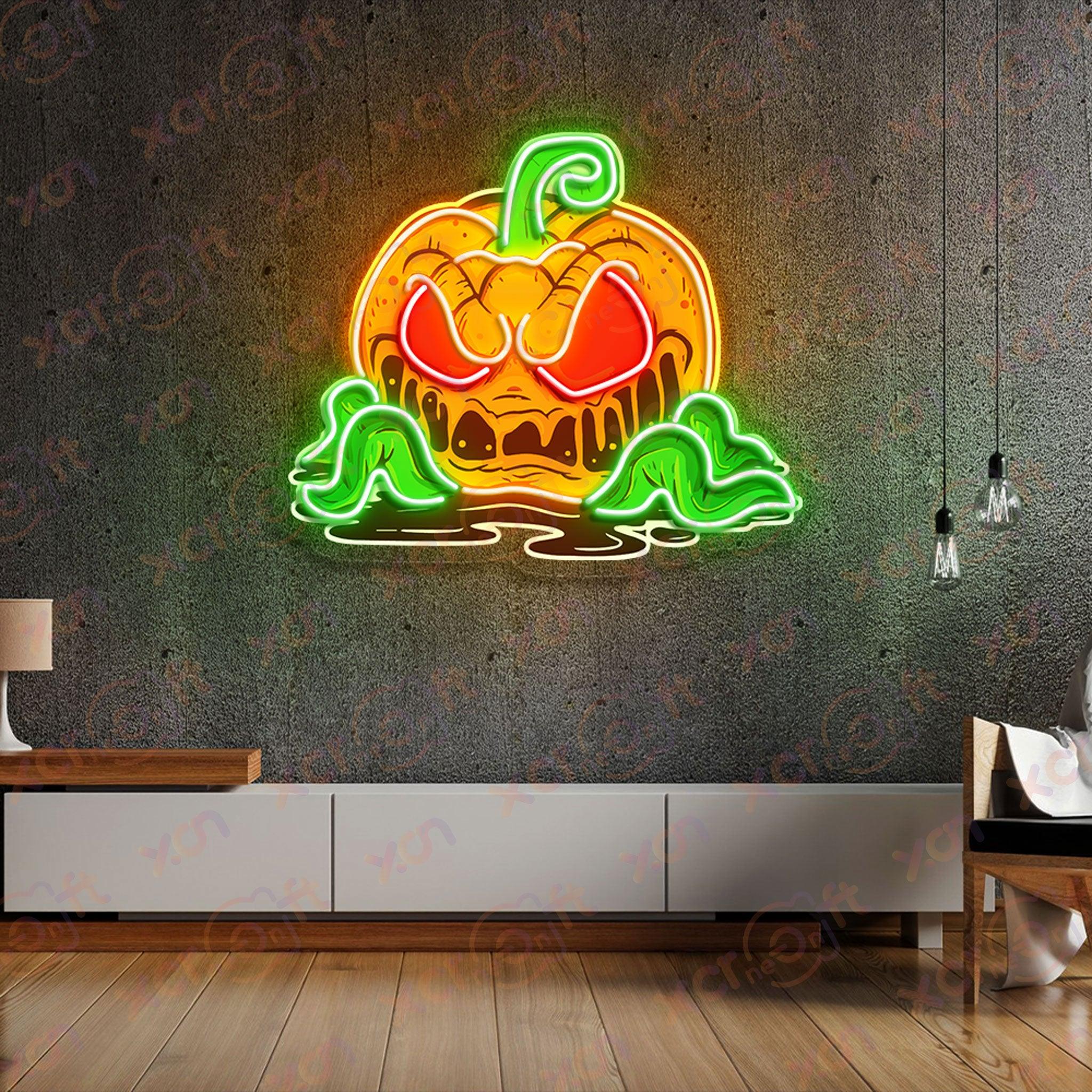 Pumpkin Monster UV Printed LED Neon Sign