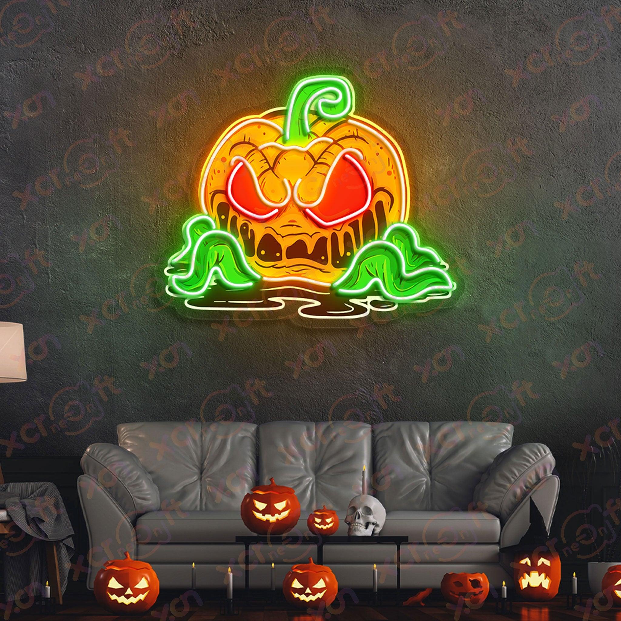 Pumpkin Monster UV Printed LED Neon Sign