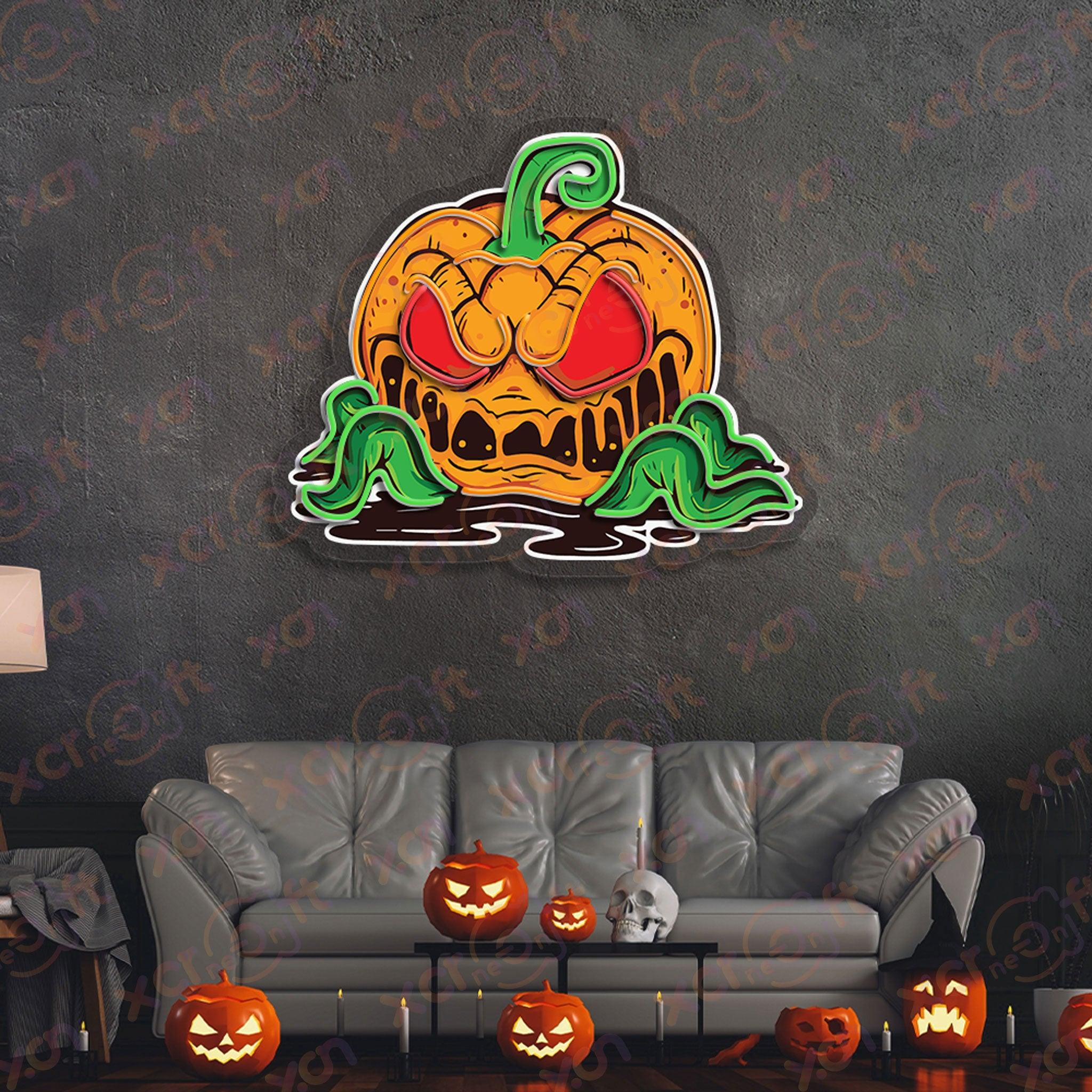 Pumpkin Monster UV Printed LED Neon Sign