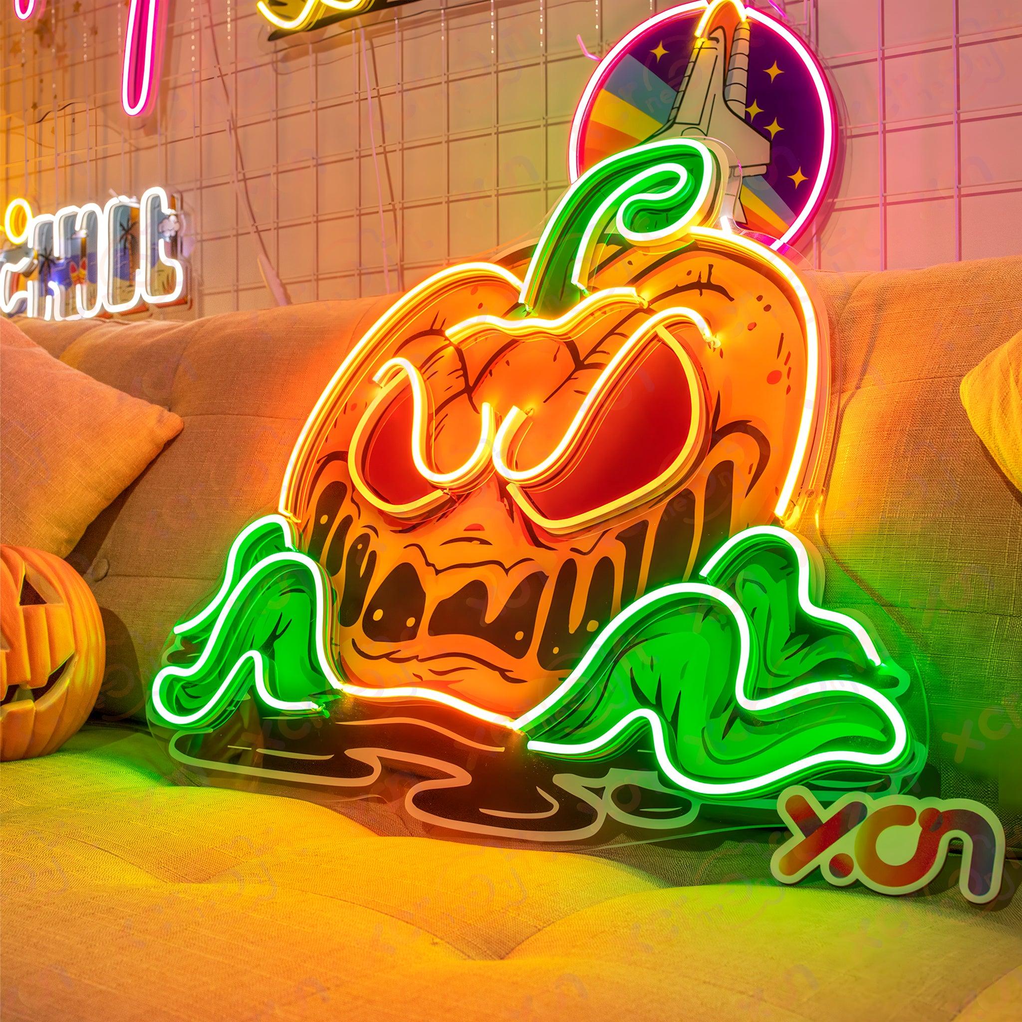 Pumpkin Monster UV Printed LED Neon Sign