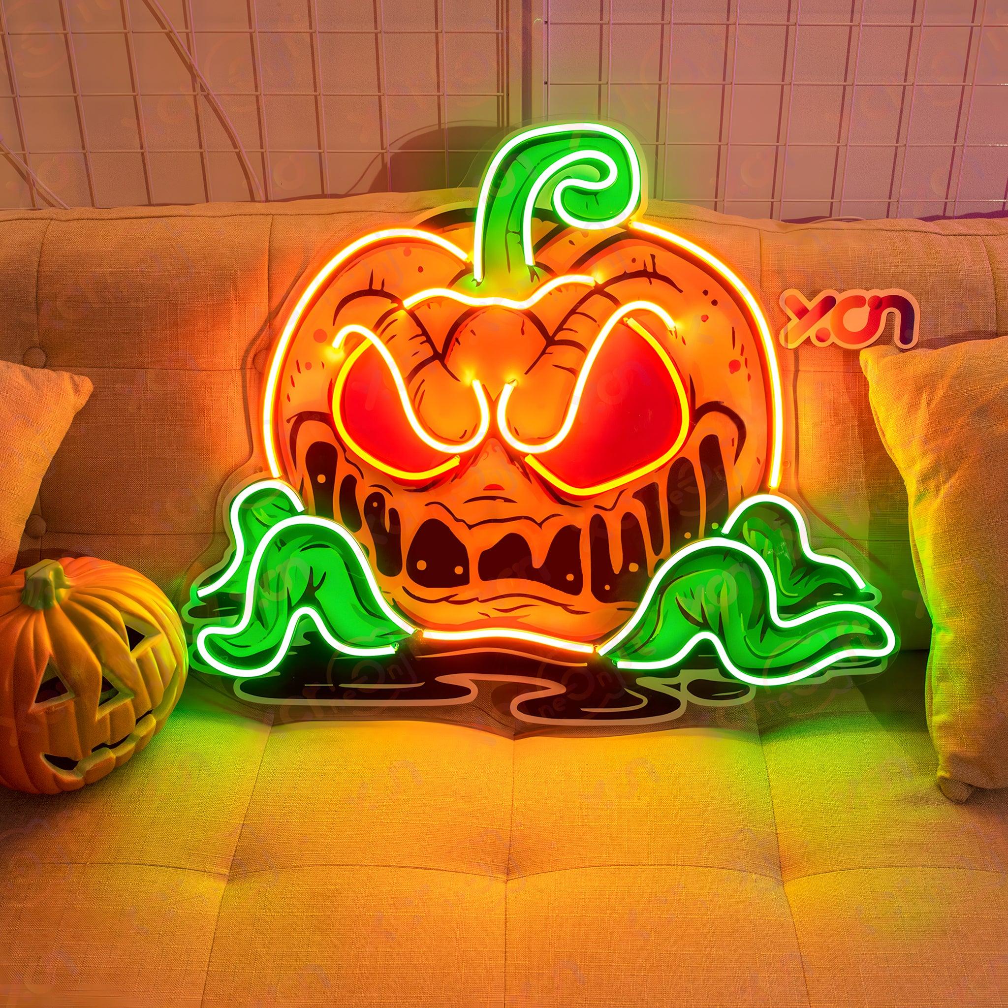 Pumpkin Monster UV Printed LED Neon Sign