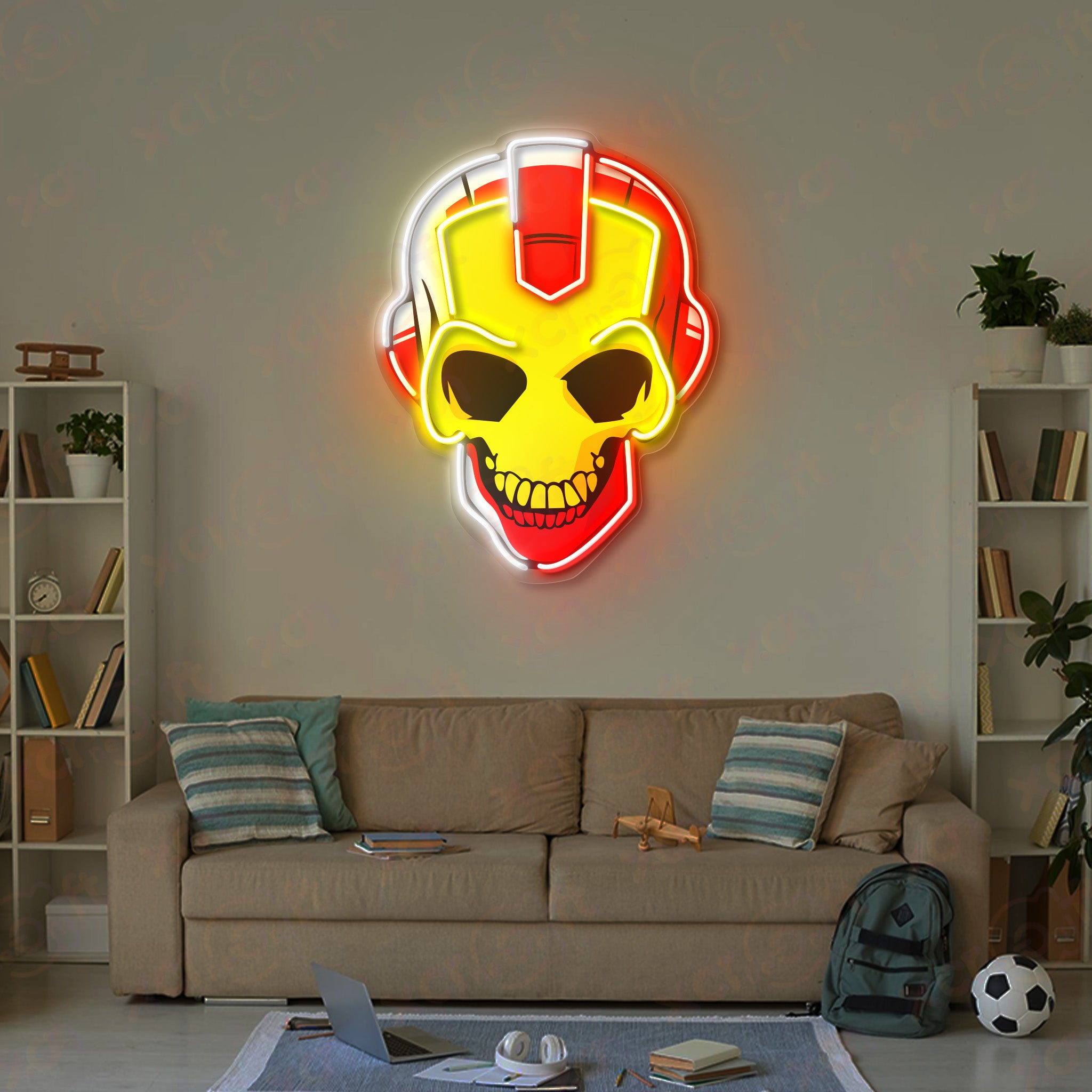 Skull Iron LED UV Printed Neon Signs