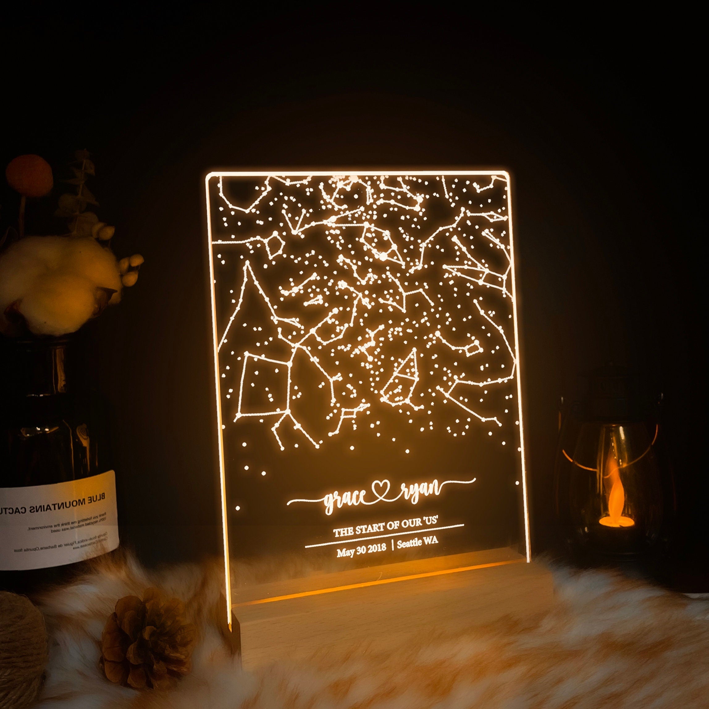 Custom Star Map By Date Table Lamp