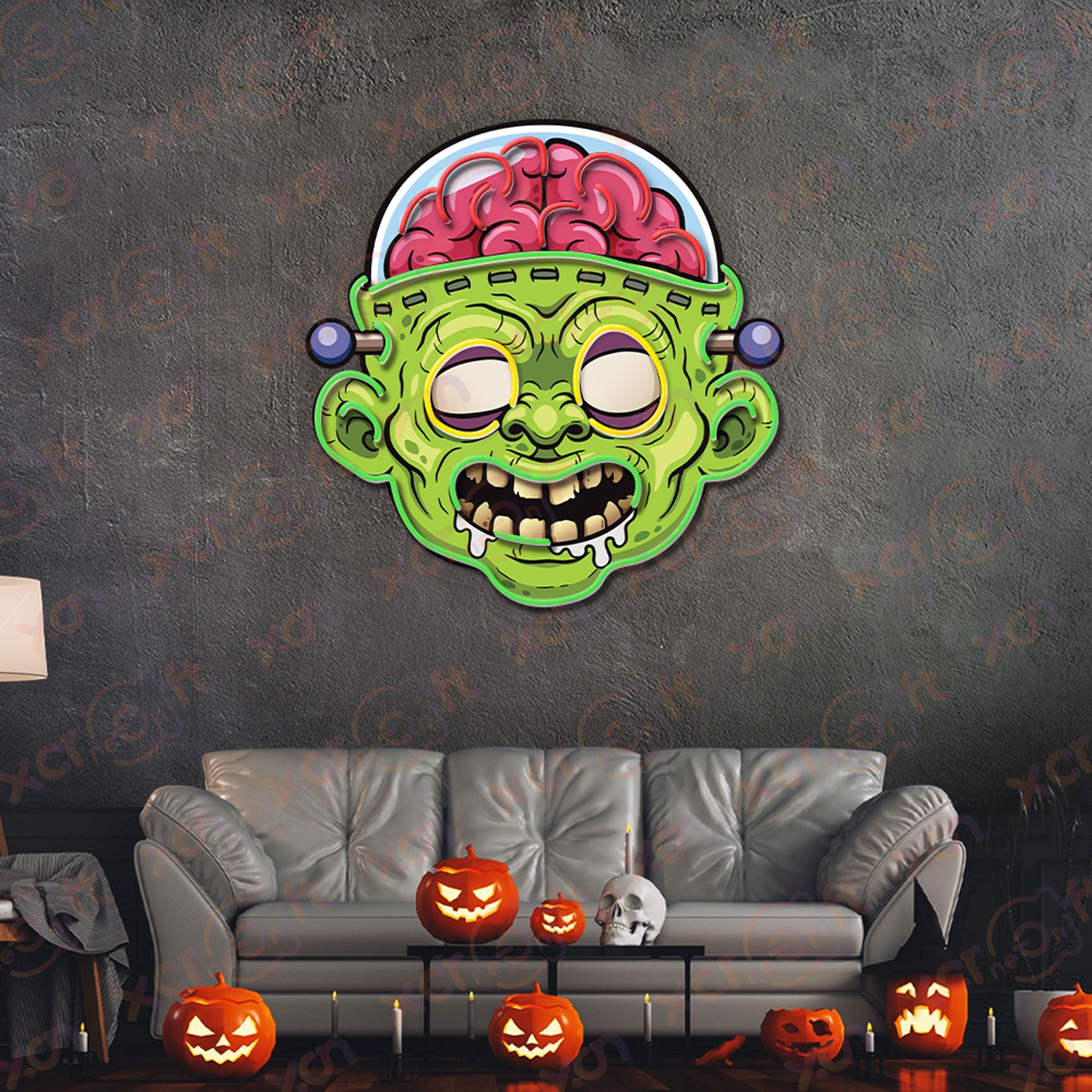 Zombie Brain Decoration UV Printed Neon Signs