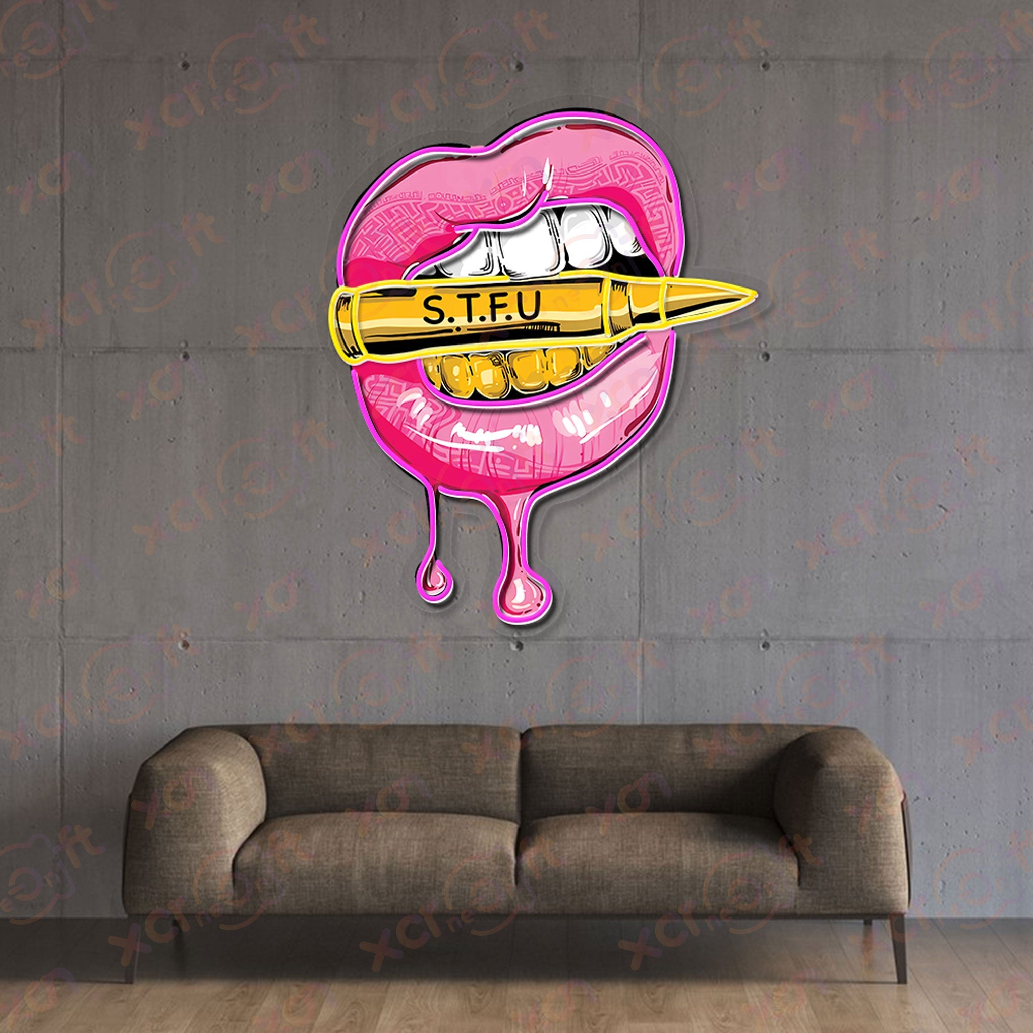 STFU Lip Bullet Neon Sign Art Decor for Wall