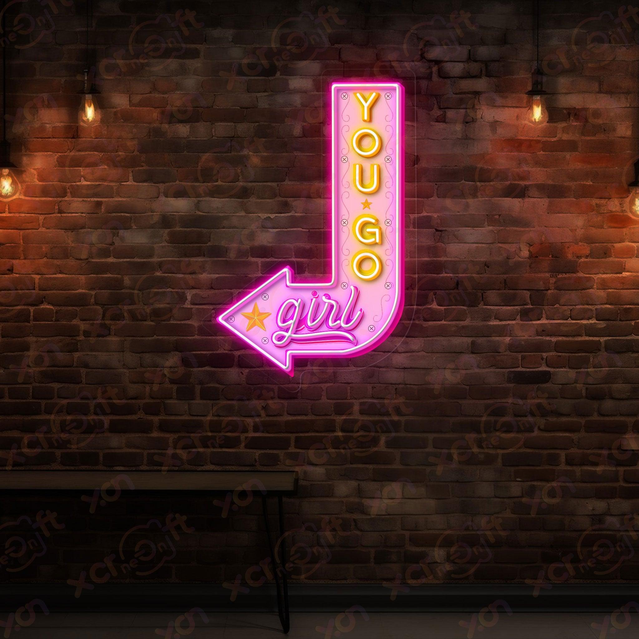 Motivational neon sign in restaurant empowers women.