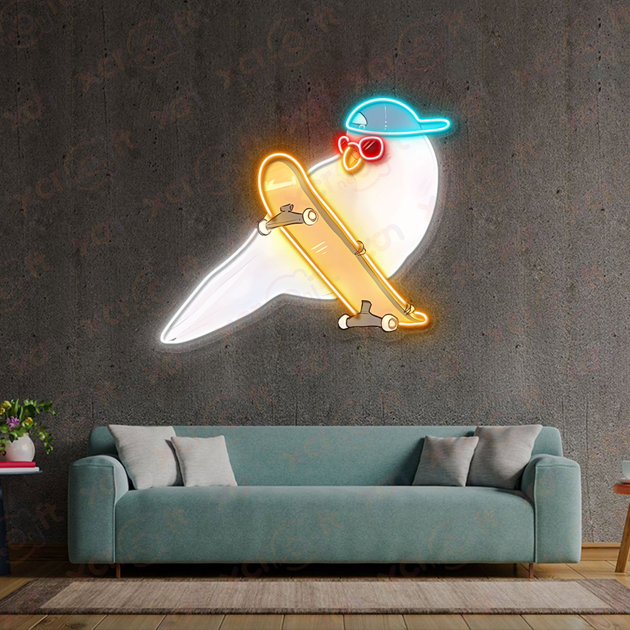 Skate Bird UV Printed Neon Signs Room Decor