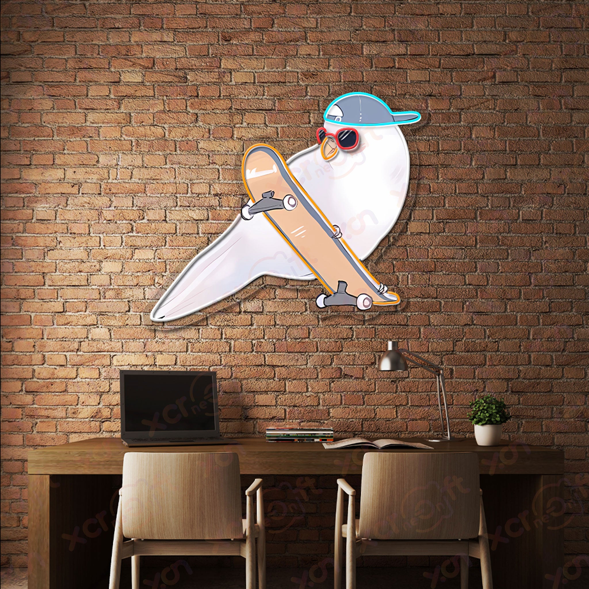 Skate Bird UV Printed Neon Signs Room Decor