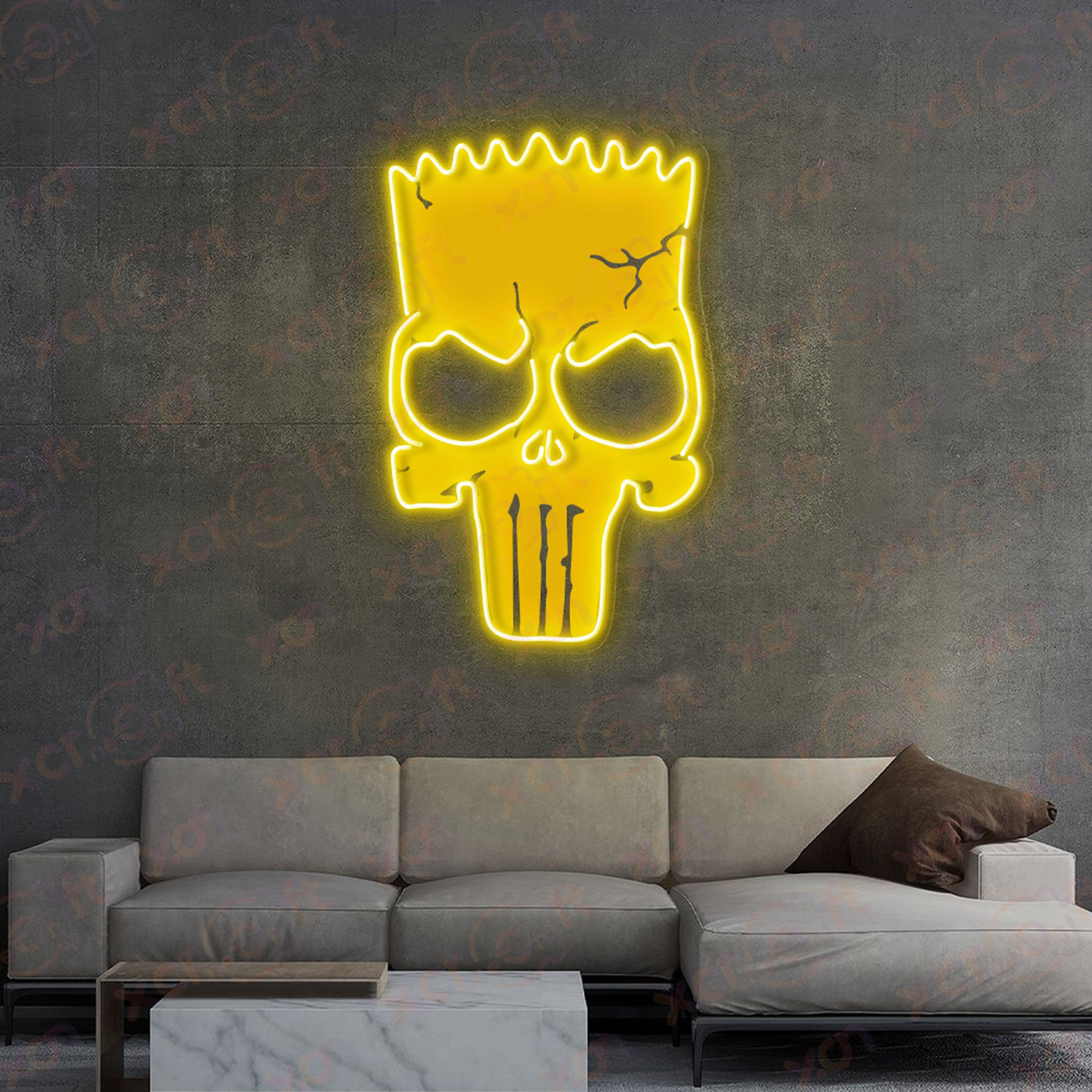 Animated Yellow Figure Mask UV Neon Light Horror Vibe