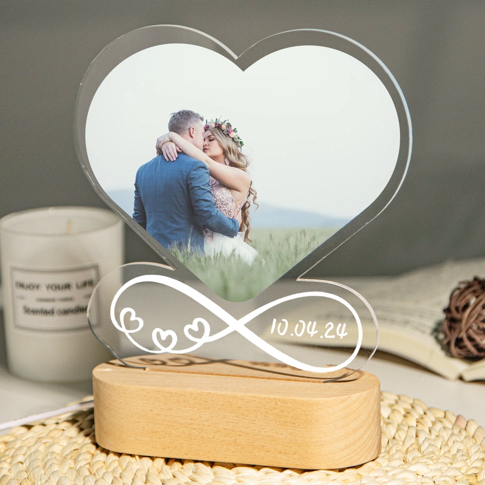 Personalized Heart LED Acrylic with Photo