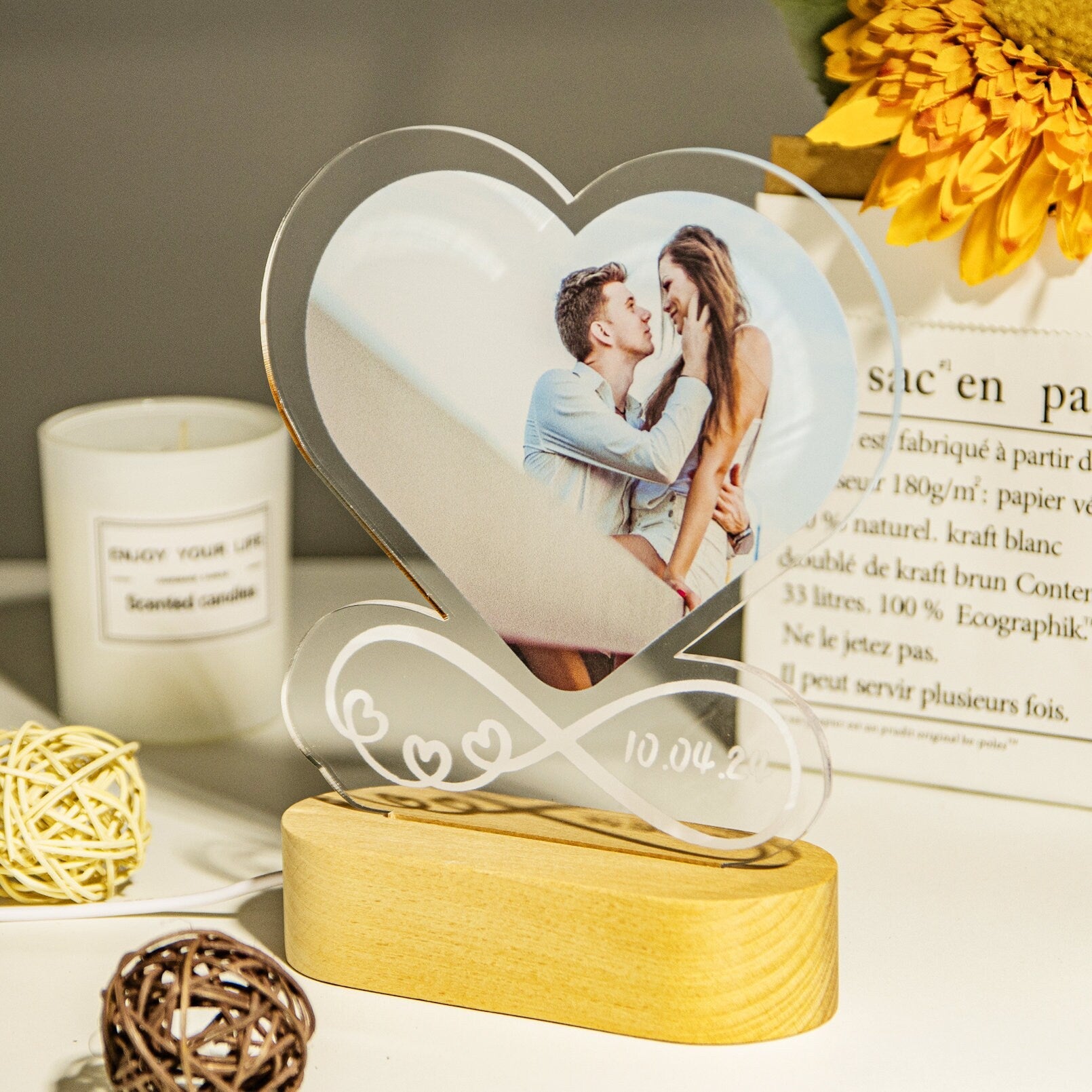 Personalized Heart LED Acrylic with Photo