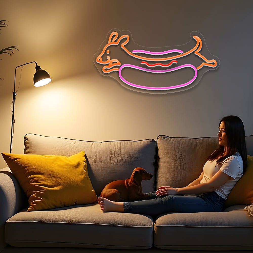 Hot Dog Neon Sign Dachshund Dog