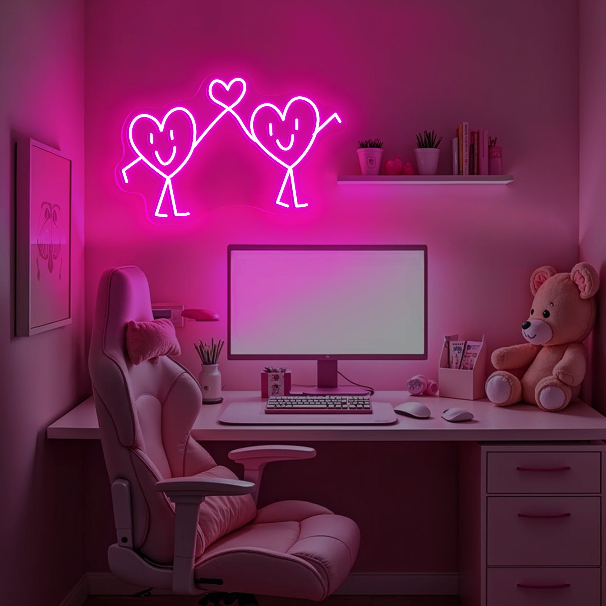 Cute Twin Heart Neon Sign