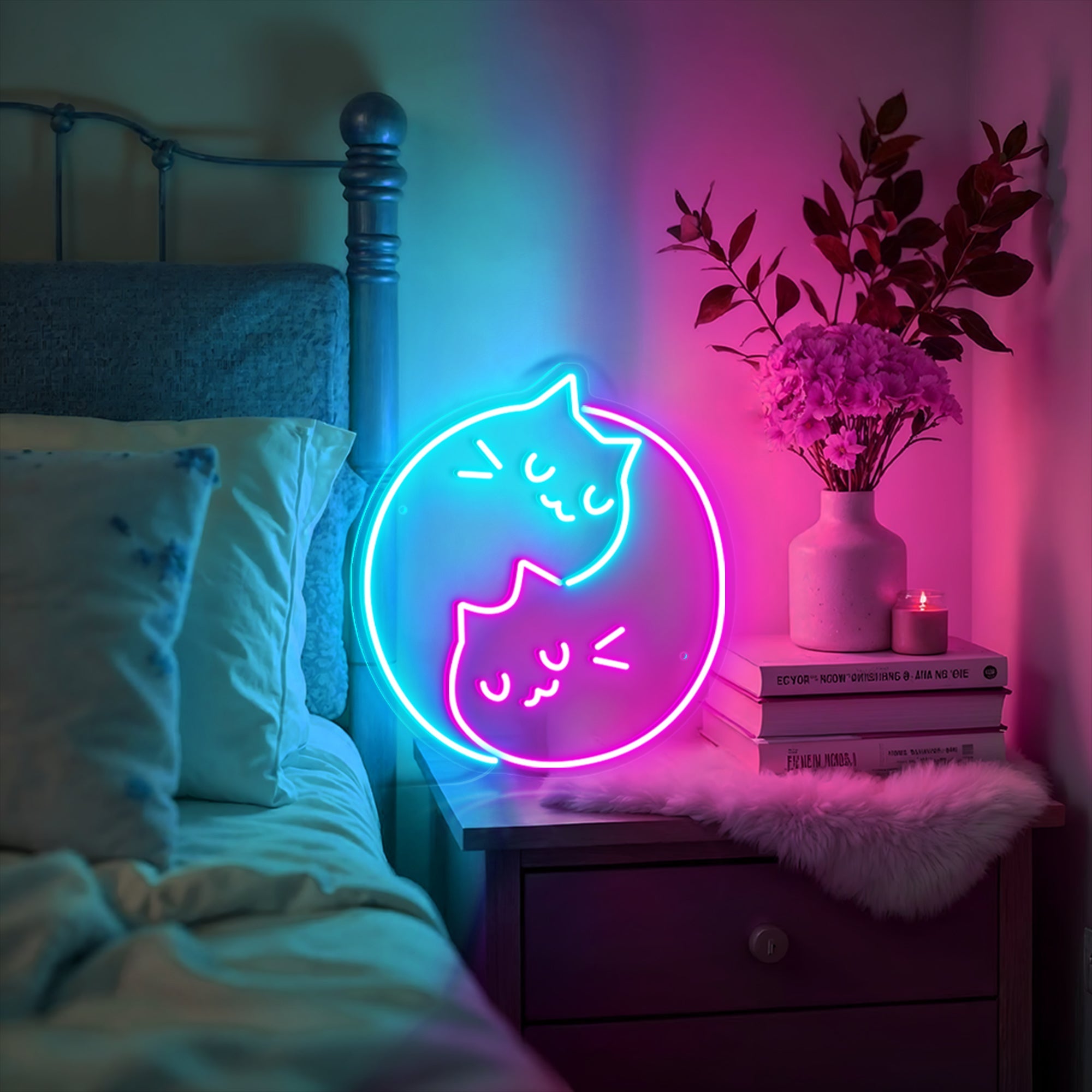 Yin Yang Cat Neon Sign