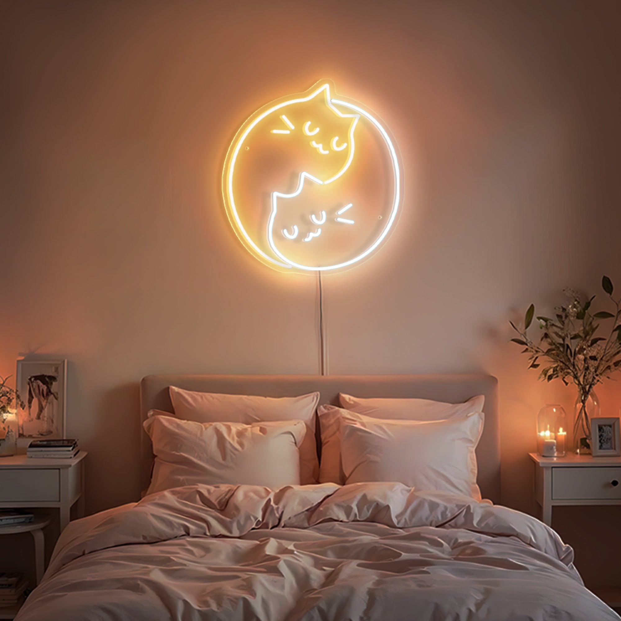 Yin Yang Cat Neon Sign