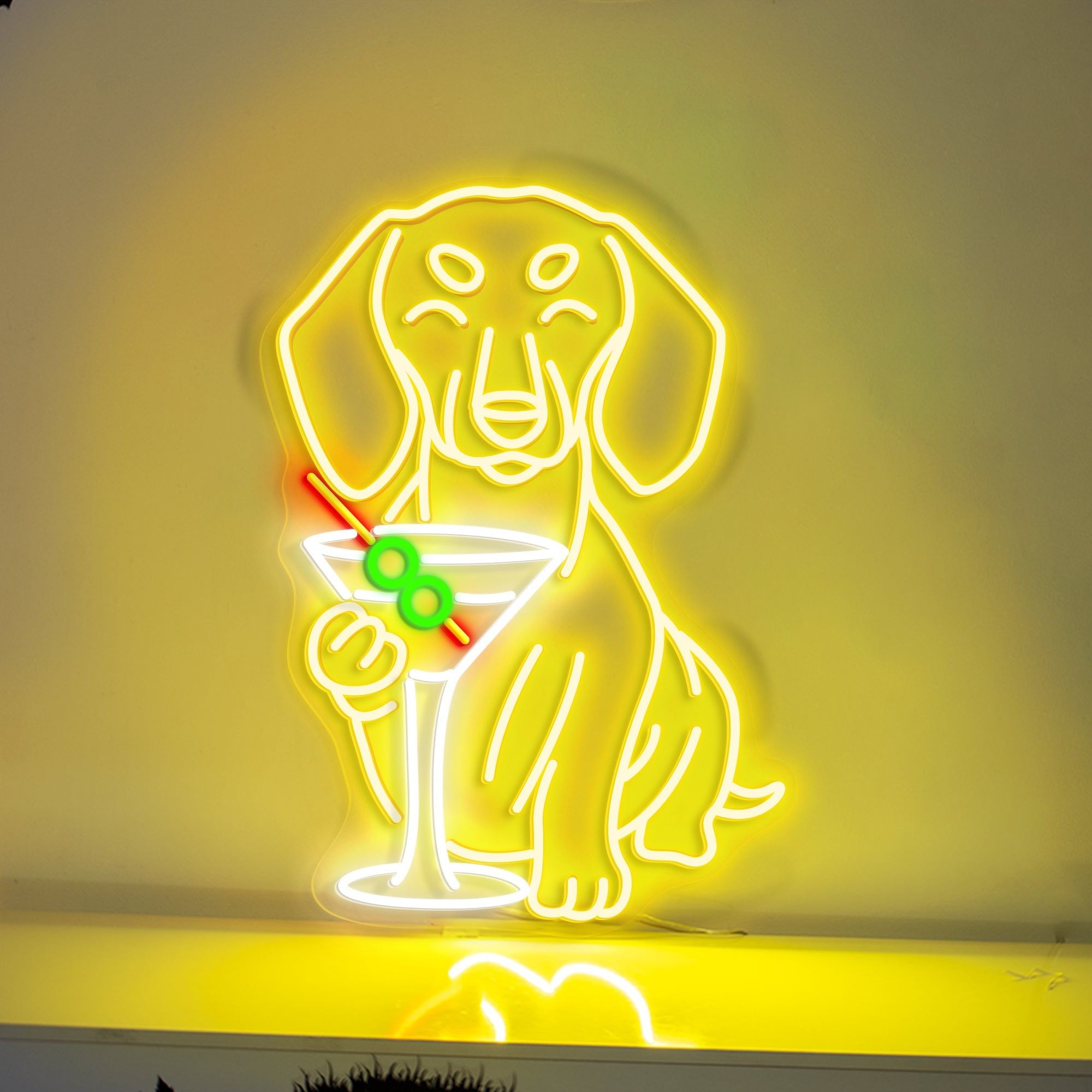 Dachshund Drinking Cocktail Neon Sign